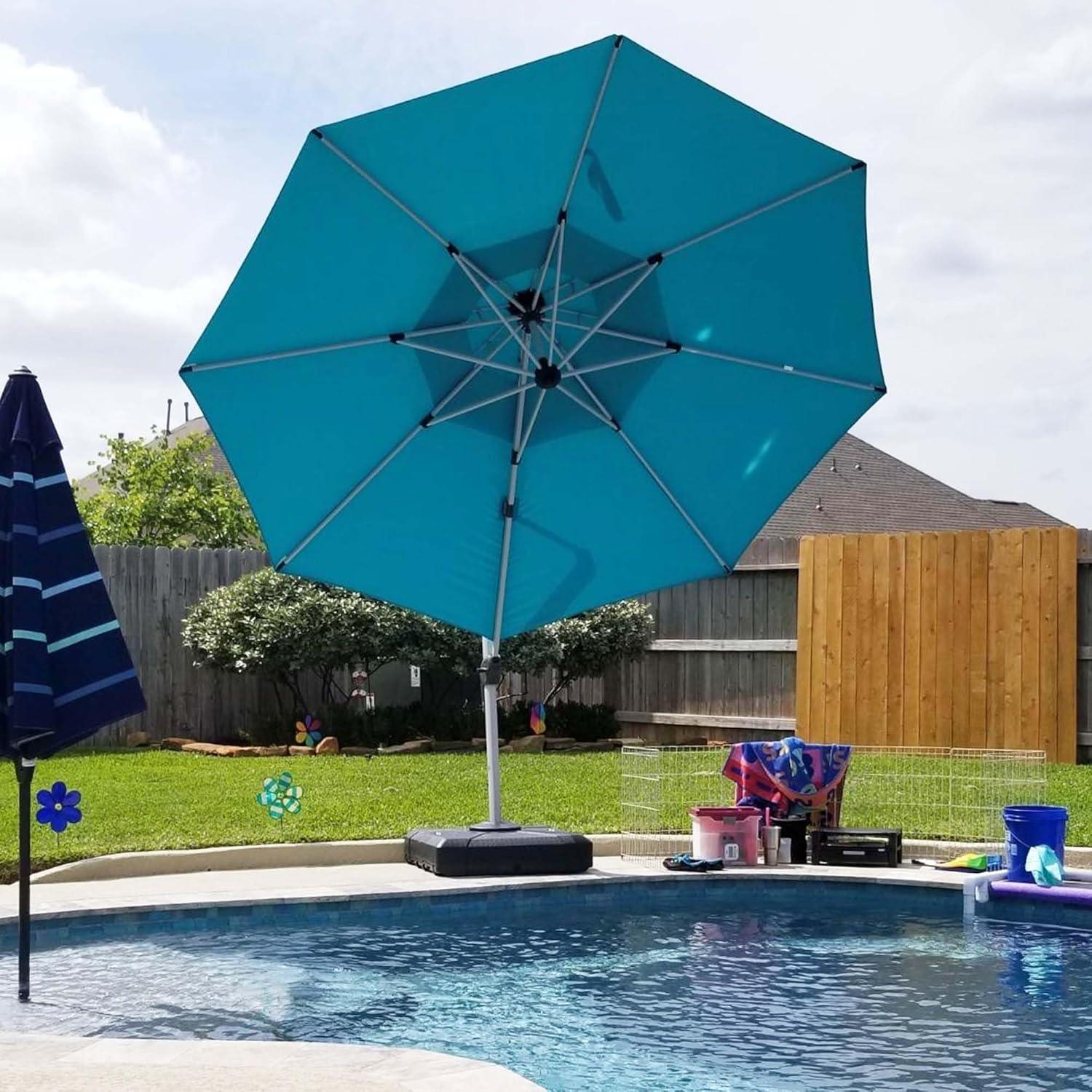image:imagePURPLE LEAF 13 Feet Double Top Round Deluxe Patio Umbrella Offset Hanging Umbrella Outdoor Market Umbrella Garden Umbrella Turquoise BlueTurquoise Blue