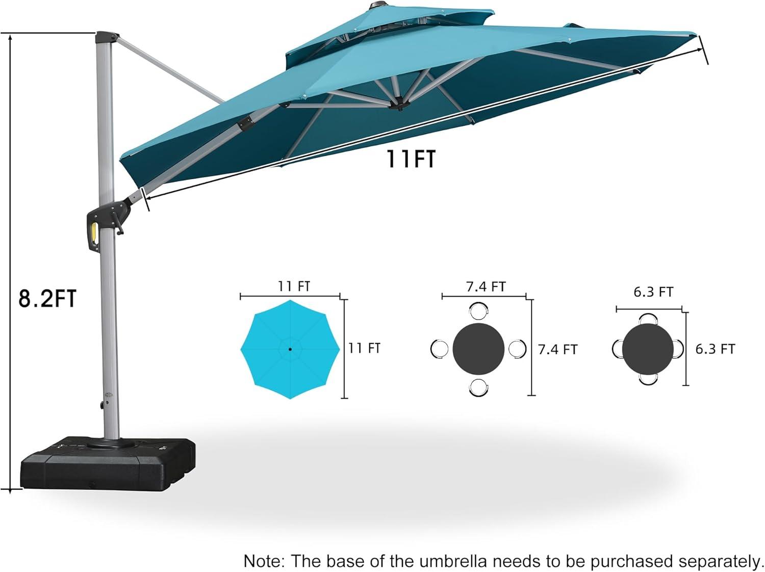image:imagePURPLE LEAF 13 Feet Double Top Round Deluxe Patio Umbrella Offset Hanging Umbrella Outdoor Market Umbrella Garden Umbrella Turquoise BlueTurquoise Blue