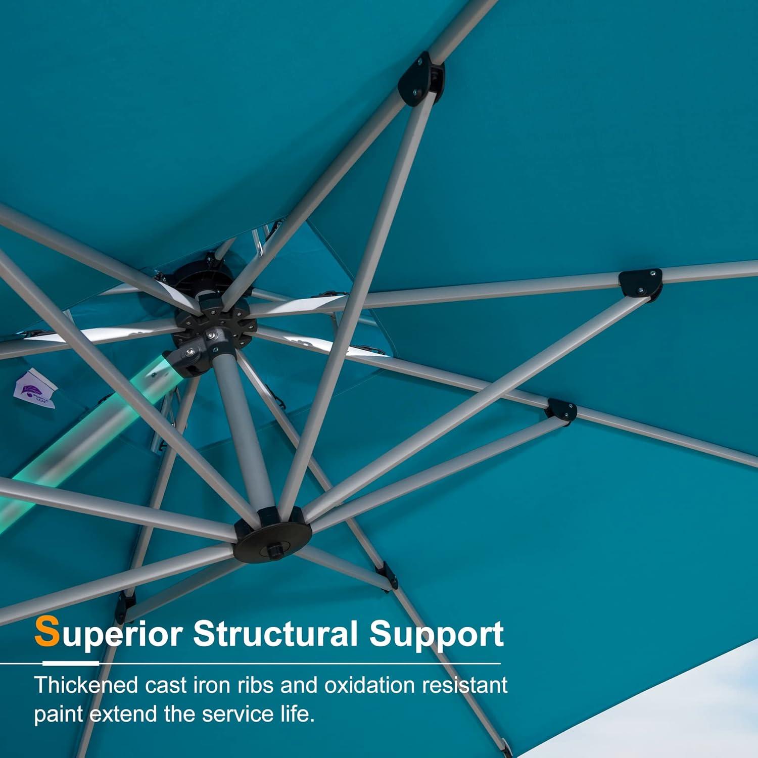image:imagePURPLE LEAF 13 Feet Double Top Round Deluxe Patio Umbrella Offset Hanging Umbrella Outdoor Market Umbrella Garden Umbrella Turquoise BlueTurquoise Blue