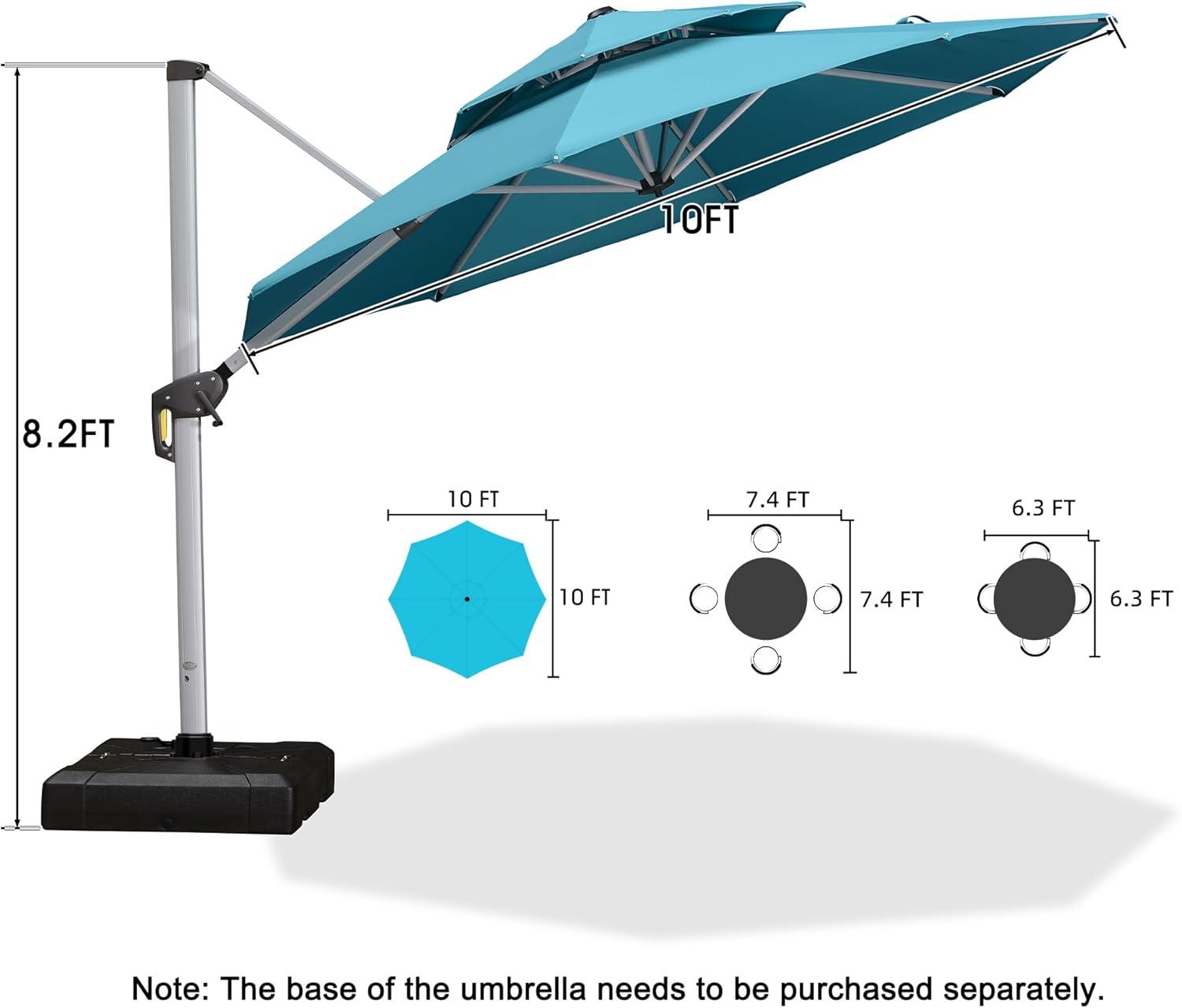 image:imagePURPLE LEAF 13 Feet Double Top Round Deluxe Patio Umbrella Offset Hanging Umbrella Outdoor Market Umbrella Garden Umbrella Turquoise BlueTurquoise Blue