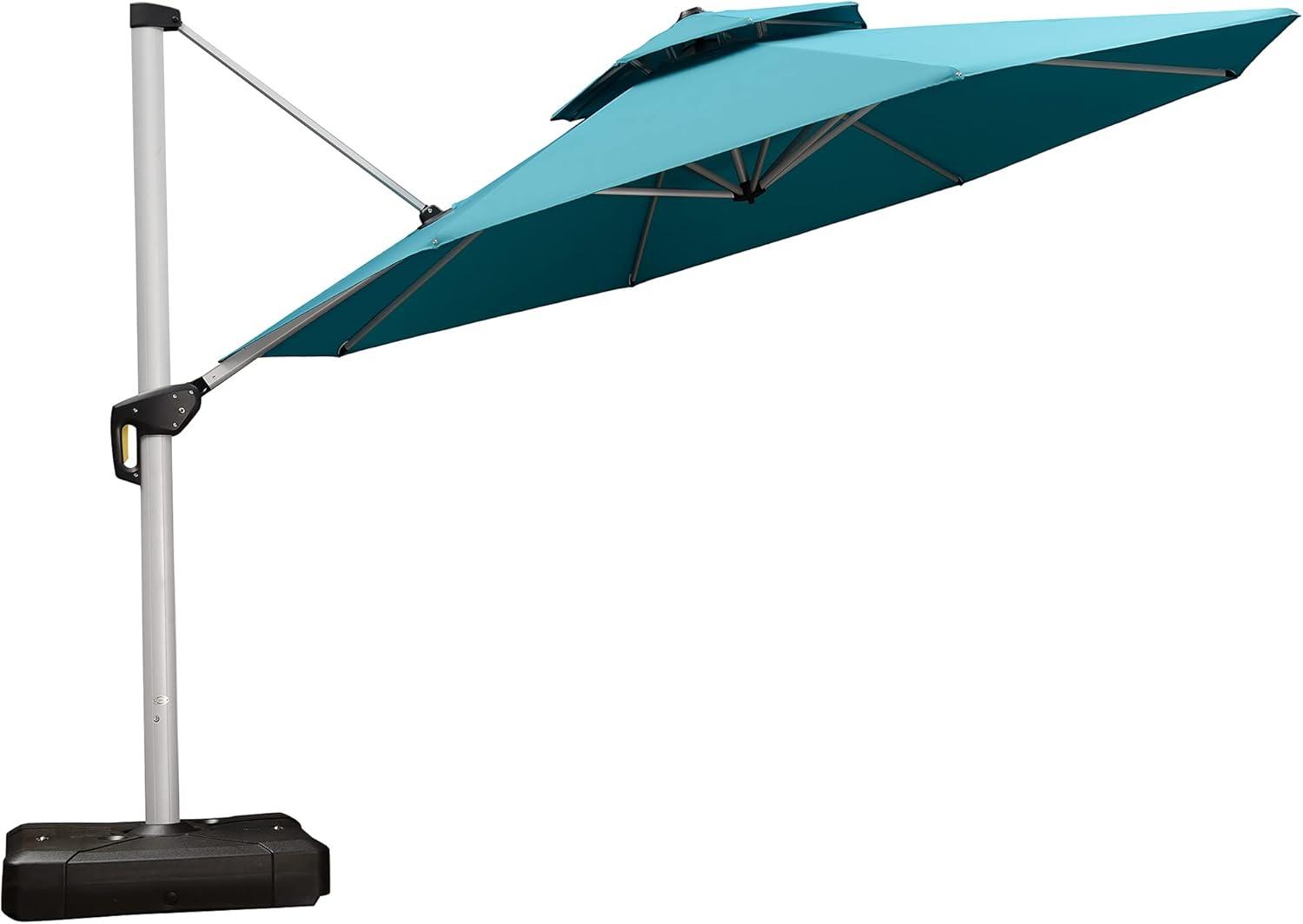 image:imagePURPLE LEAF 13 Feet Double Top Round Deluxe Patio Umbrella Offset Hanging Umbrella Outdoor Market Umbrella Garden Umbrella Turquoise BlueTurquoise Blue