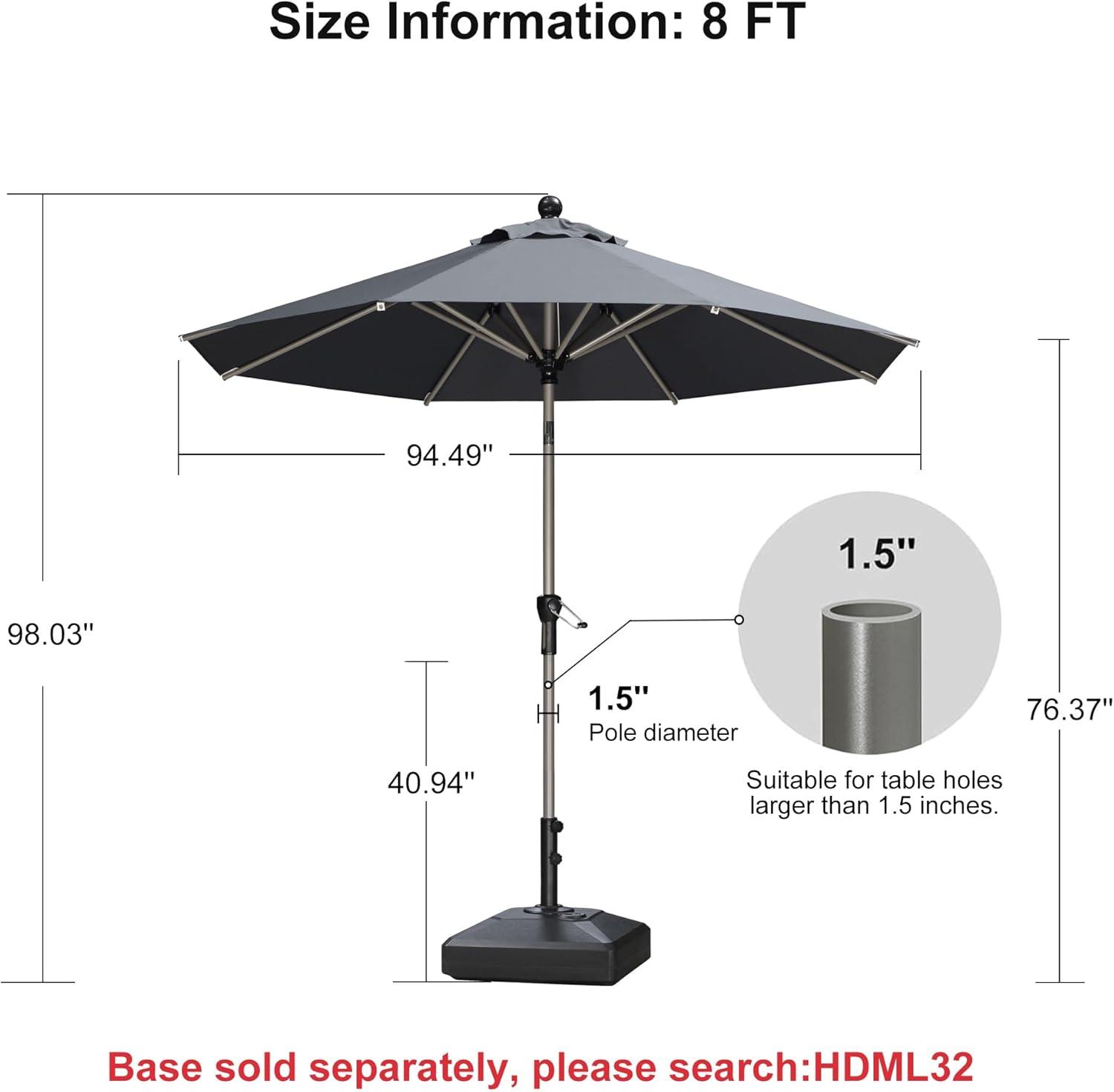 image:imagePURPLE LEAF 6 x 9 Rectangle Outdoor Umbrella for Patio with Tilt Adjustment Patio Table Umbrella for 3 Year Fade Resistant Aluminum Pool Market Umbrella for Deck Garden Patio Poolside or LawnGrey