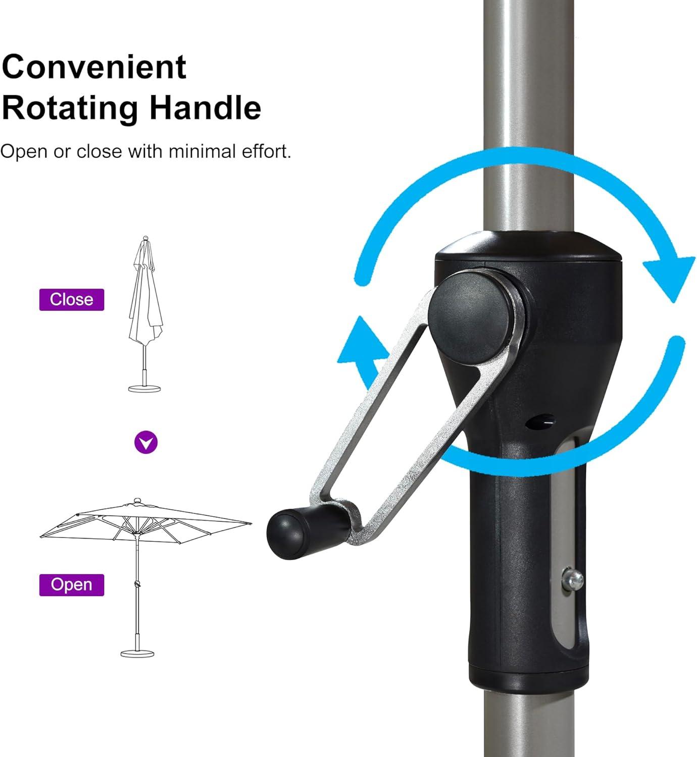 image:imagePURPLE LEAF 6 x 9 Rectangle Outdoor Umbrella for Patio with Tilt Adjustment Patio Table Umbrella for 3 Year Fade Resistant Aluminum Pool Market Umbrella for Deck Garden Patio Poolside or LawnGrey