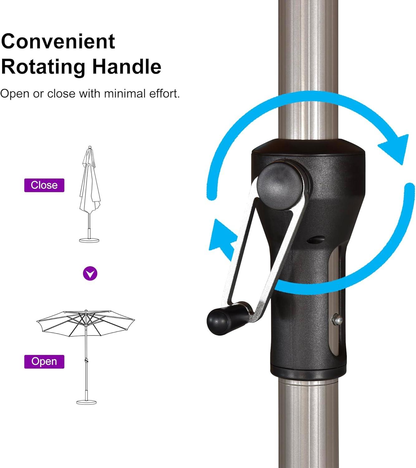 image:imagePURPLE LEAF 6 x 9 Rectangle Outdoor Umbrella for Patio with Tilt Adjustment Patio Table Umbrella for 3 Year Fade Resistant Aluminum Pool Market Umbrella for Deck Garden Patio Poolside or LawnGrey