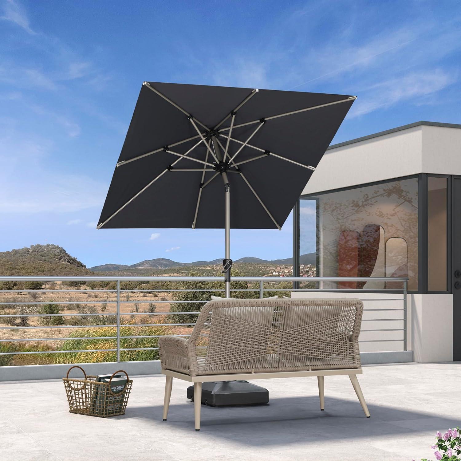 image:imagePURPLE LEAF 6 x 9 Rectangle Outdoor Umbrella for Patio with Tilt Adjustment Patio Table Umbrella for 3 Year Fade Resistant Aluminum Pool Market Umbrella for Deck Garden Patio Poolside or LawnGrey
