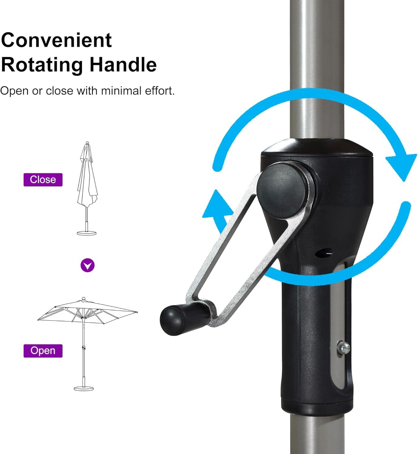 image:imagePURPLE LEAF 6 x 9 Rectangle Outdoor Umbrella for Patio with Tilt Adjustment Patio Table Umbrella for 3 Year Fade Resistant Aluminum Pool Market Umbrella for Deck Garden Patio Poolside or LawnGrey