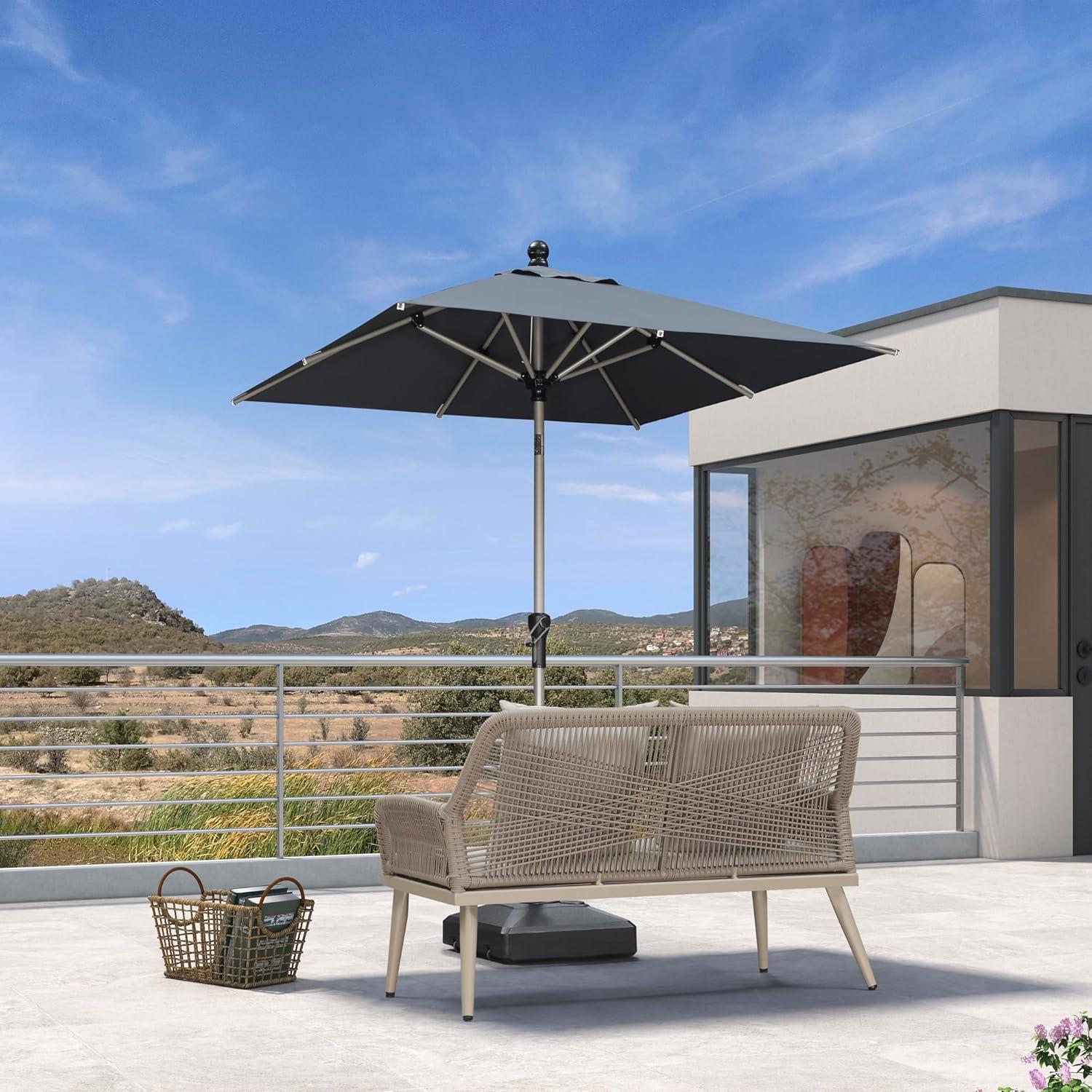 image:imagePURPLE LEAF 6 x 9 Rectangle Outdoor Umbrella for Patio with Tilt Adjustment Patio Table Umbrella for 3 Year Fade Resistant Aluminum Pool Market Umbrella for Deck Garden Patio Poolside or LawnGrey