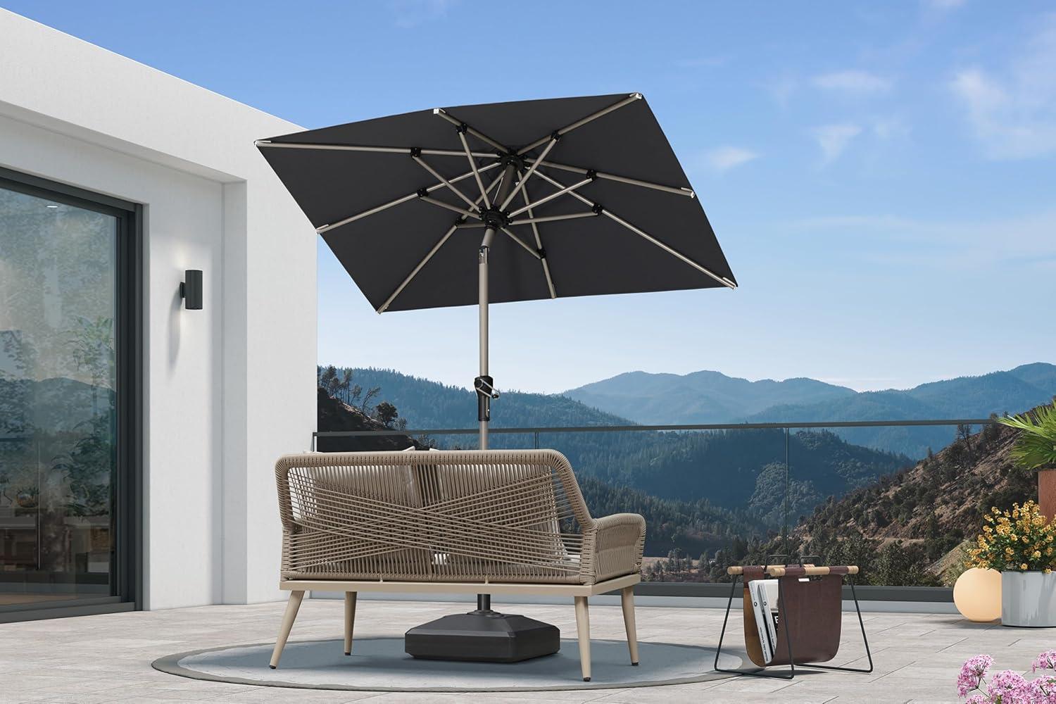 image:imagePURPLE LEAF 6 x 9 Rectangle Outdoor Umbrella for Patio with Tilt Adjustment Patio Table Umbrella for 3 Year Fade Resistant Aluminum Pool Market Umbrella for Deck Garden Patio Poolside or LawnGrey
