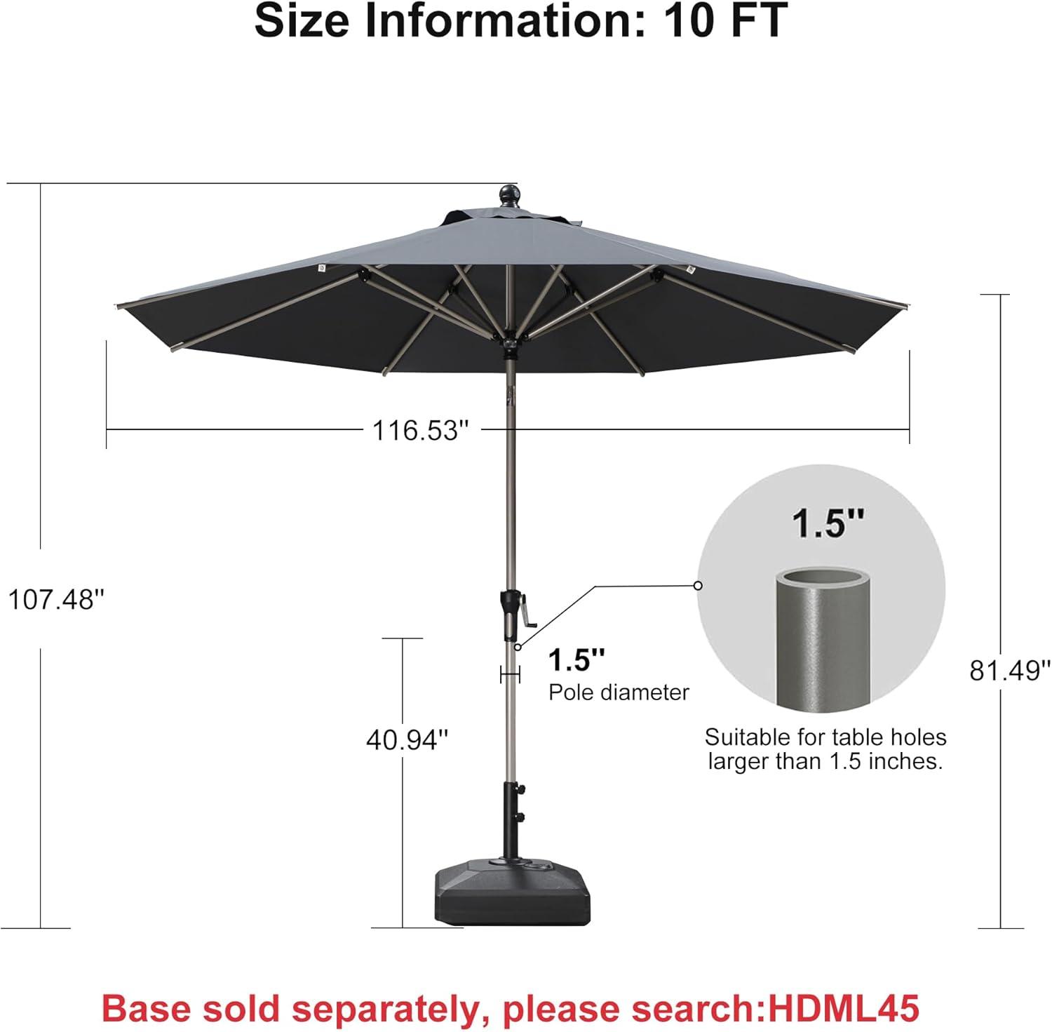 image:imagePURPLE LEAF 6 x 9 Rectangle Outdoor Umbrella for Patio with Tilt Adjustment Patio Table Umbrella for 3 Year Fade Resistant Aluminum Pool Market Umbrella for Deck Garden Patio Poolside or LawnGrey
