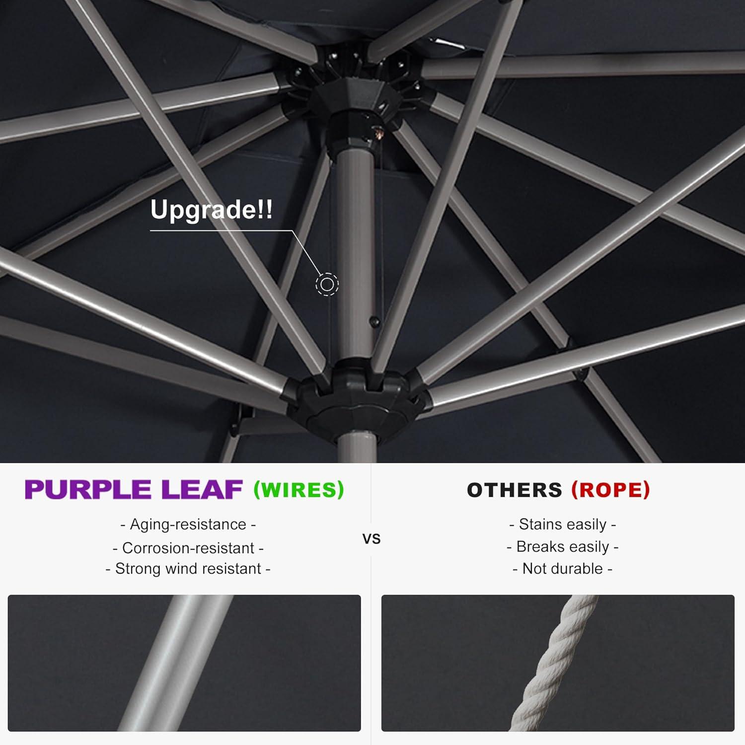 image:imagePURPLE LEAF 6 x 9 Rectangle Outdoor Umbrella for Patio with Tilt Adjustment Patio Table Umbrella for 3 Year Fade Resistant Aluminum Pool Market Umbrella for Deck Garden Patio Poolside or LawnGrey