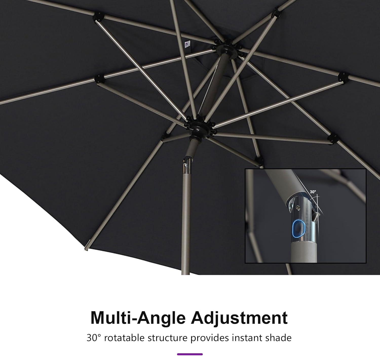 image:imagePURPLE LEAF 6 x 9 Rectangle Outdoor Umbrella for Patio with Tilt Adjustment Patio Table Umbrella for 3 Year Fade Resistant Aluminum Pool Market Umbrella for Deck Garden Patio Poolside or LawnGrey