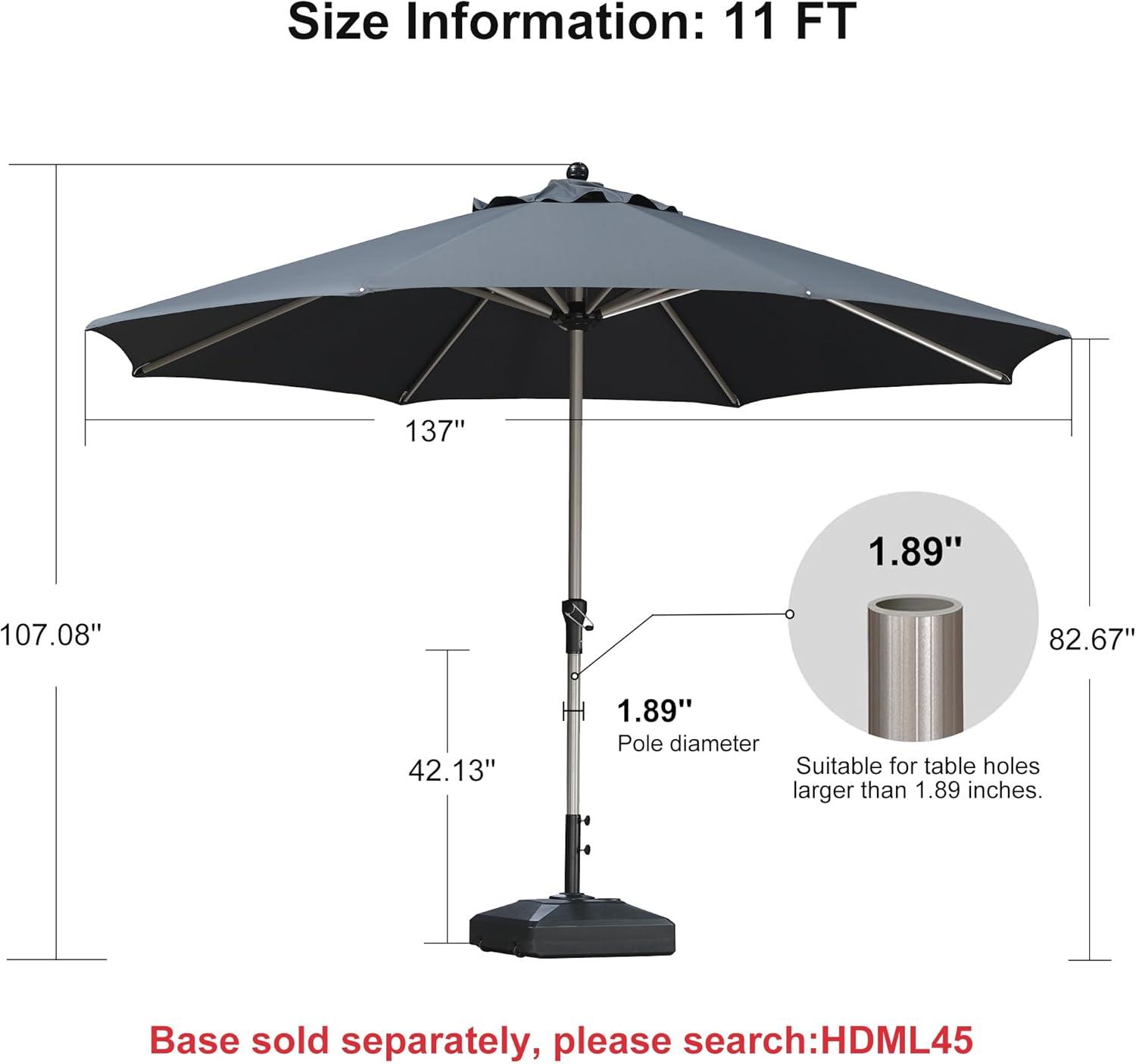image:imagePURPLE LEAF 6 x 9 Rectangle Outdoor Umbrella for Patio with Tilt Adjustment Patio Table Umbrella for 3 Year Fade Resistant Aluminum Pool Market Umbrella for Deck Garden Patio Poolside or LawnGrey