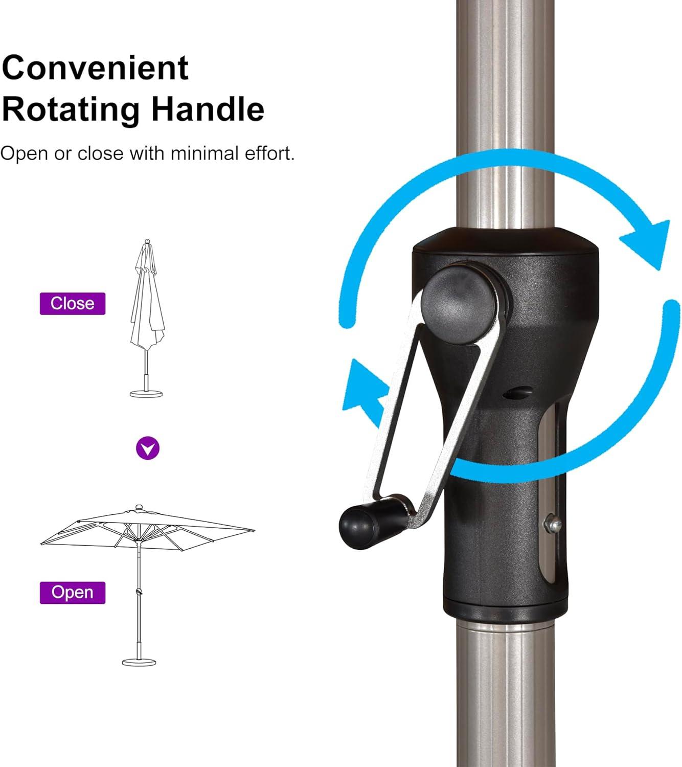 image:imagePURPLE LEAF 6 x 9 Rectangle Outdoor Umbrella for Patio with Tilt Adjustment Patio Table Umbrella for 3 Year Fade Resistant Aluminum Pool Market Umbrella for Deck Garden Patio Poolside or LawnGrey