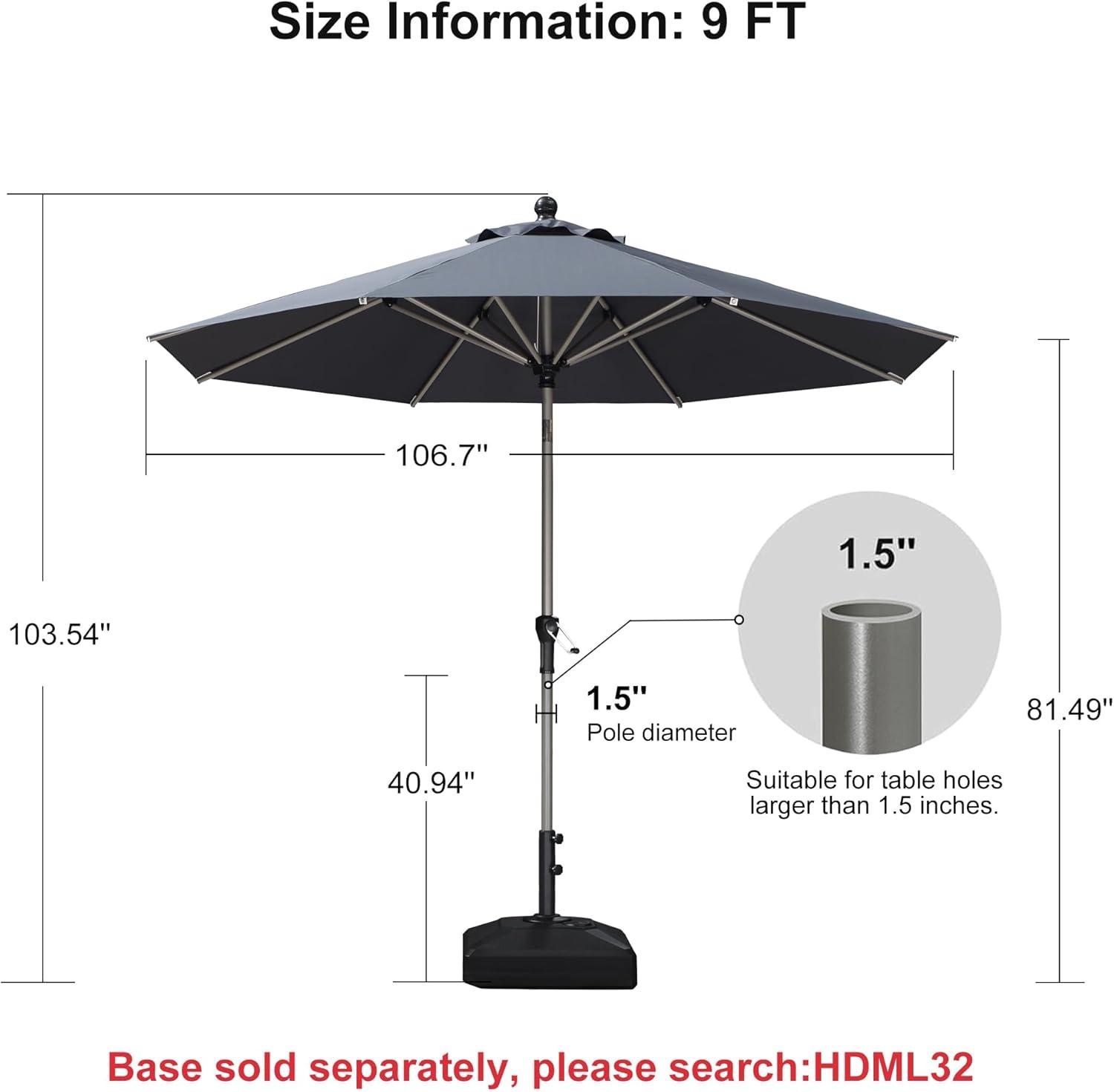 image:imagePURPLE LEAF 6 x 9 Rectangle Outdoor Umbrella for Patio with Tilt Adjustment Patio Table Umbrella for 3 Year Fade Resistant Aluminum Pool Market Umbrella for Deck Garden Patio Poolside or LawnGrey