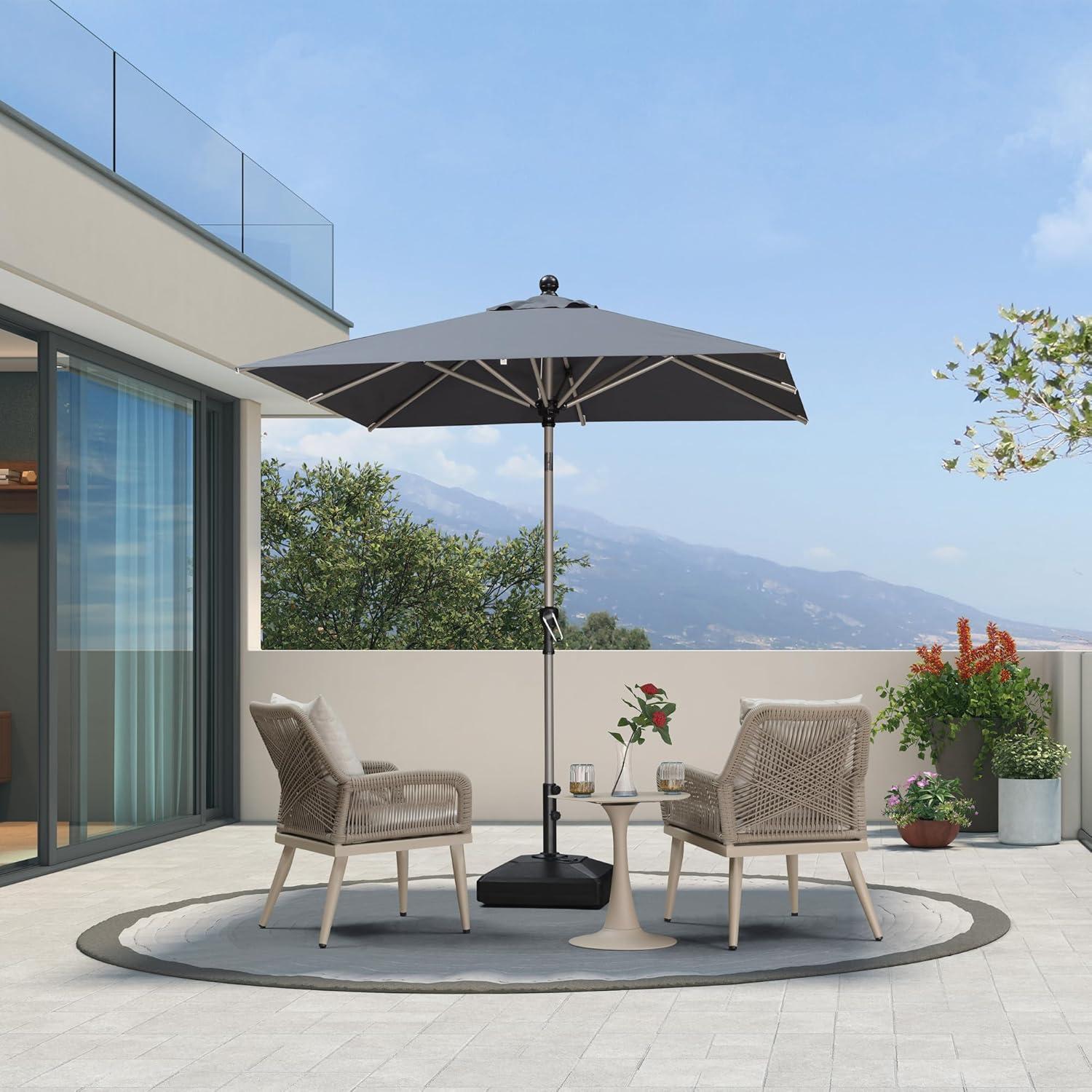 image:imagePURPLE LEAF 6 x 9 Rectangle Outdoor Umbrella for Patio with Tilt Adjustment Patio Table Umbrella for 3 Year Fade Resistant Aluminum Pool Market Umbrella for Deck Garden Patio Poolside or LawnGrey