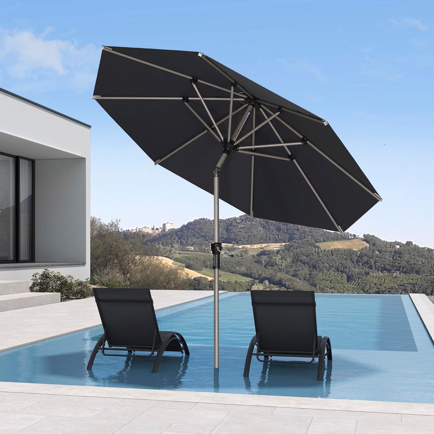 image:imagePURPLE LEAF 6 x 9 Rectangle Outdoor Umbrella for Patio with Tilt Adjustment Patio Table Umbrella for 3 Year Fade Resistant Aluminum Pool Market Umbrella for Deck Garden Patio Poolside or LawnGrey