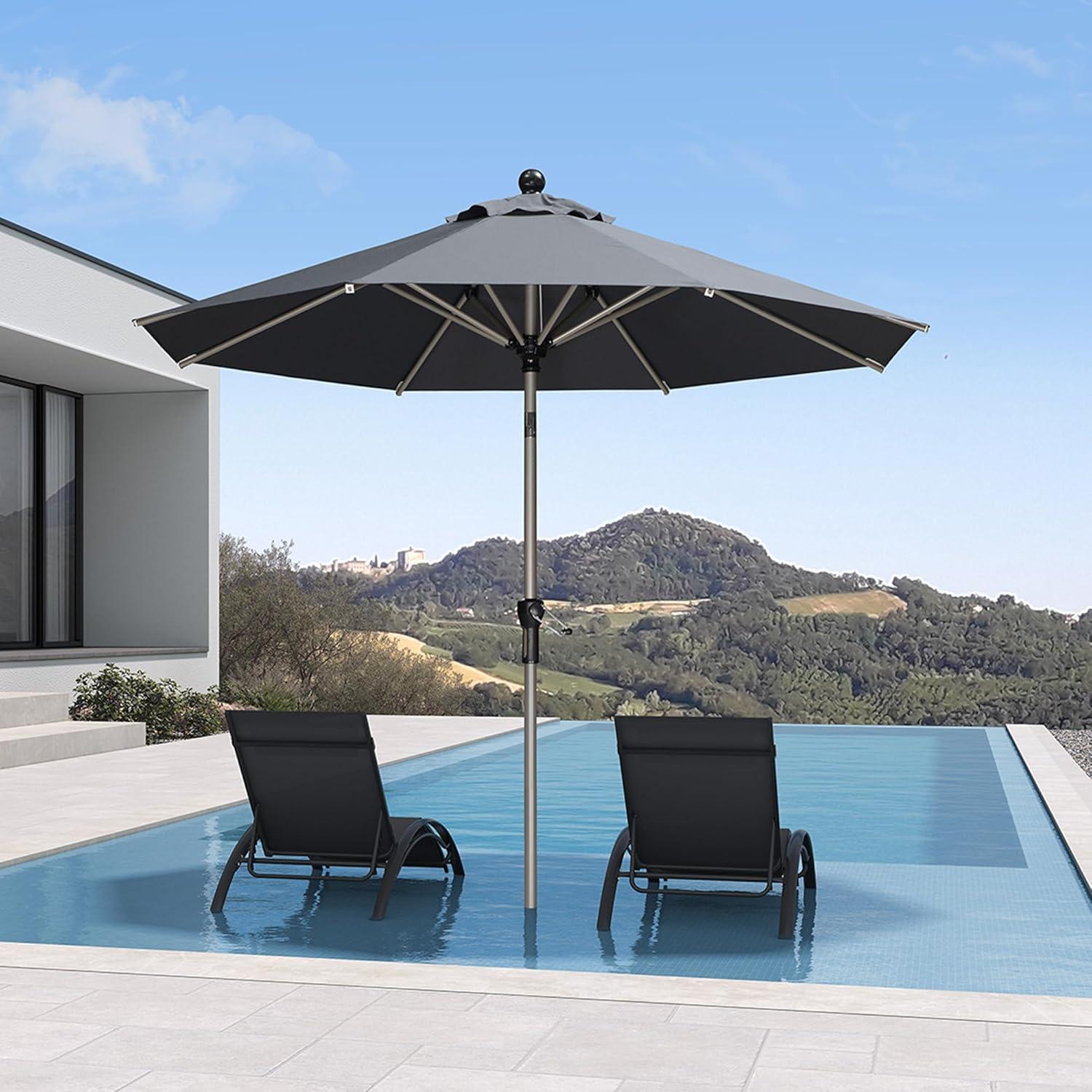 image:imagePURPLE LEAF 6 x 9 Rectangle Outdoor Umbrella for Patio with Tilt Adjustment Patio Table Umbrella for 3 Year Fade Resistant Aluminum Pool Market Umbrella for Deck Garden Patio Poolside or LawnGrey
