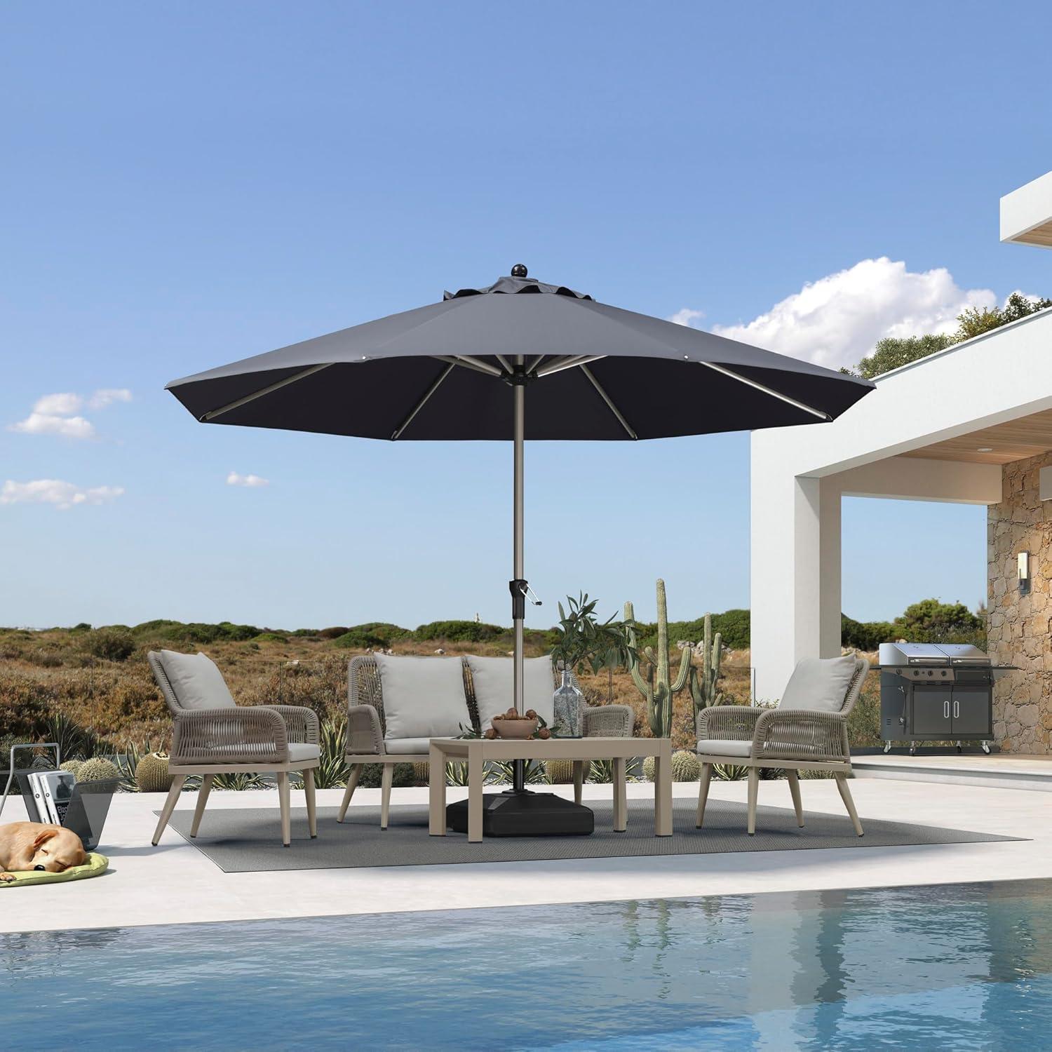 image:imagePURPLE LEAF 6 x 9 Rectangle Outdoor Umbrella for Patio with Tilt Adjustment Patio Table Umbrella for 3 Year Fade Resistant Aluminum Pool Market Umbrella for Deck Garden Patio Poolside or LawnGrey