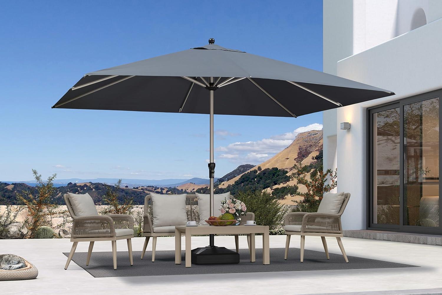 image:imagePURPLE LEAF 6 x 9 Rectangle Outdoor Umbrella for Patio with Tilt Adjustment Patio Table Umbrella for 3 Year Fade Resistant Aluminum Pool Market Umbrella for Deck Garden Patio Poolside or LawnGrey