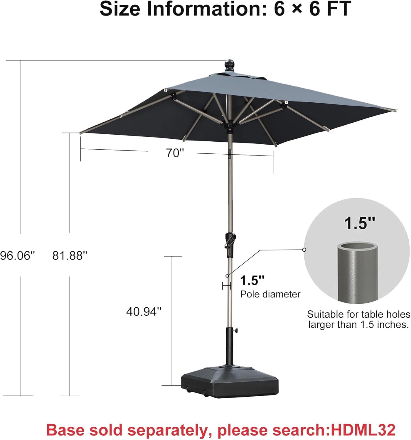 image:imagePURPLE LEAF 6 x 9 Rectangle Outdoor Umbrella for Patio with Tilt Adjustment Patio Table Umbrella for 3 Year Fade Resistant Aluminum Pool Market Umbrella for Deck Garden Patio Poolside or LawnGrey