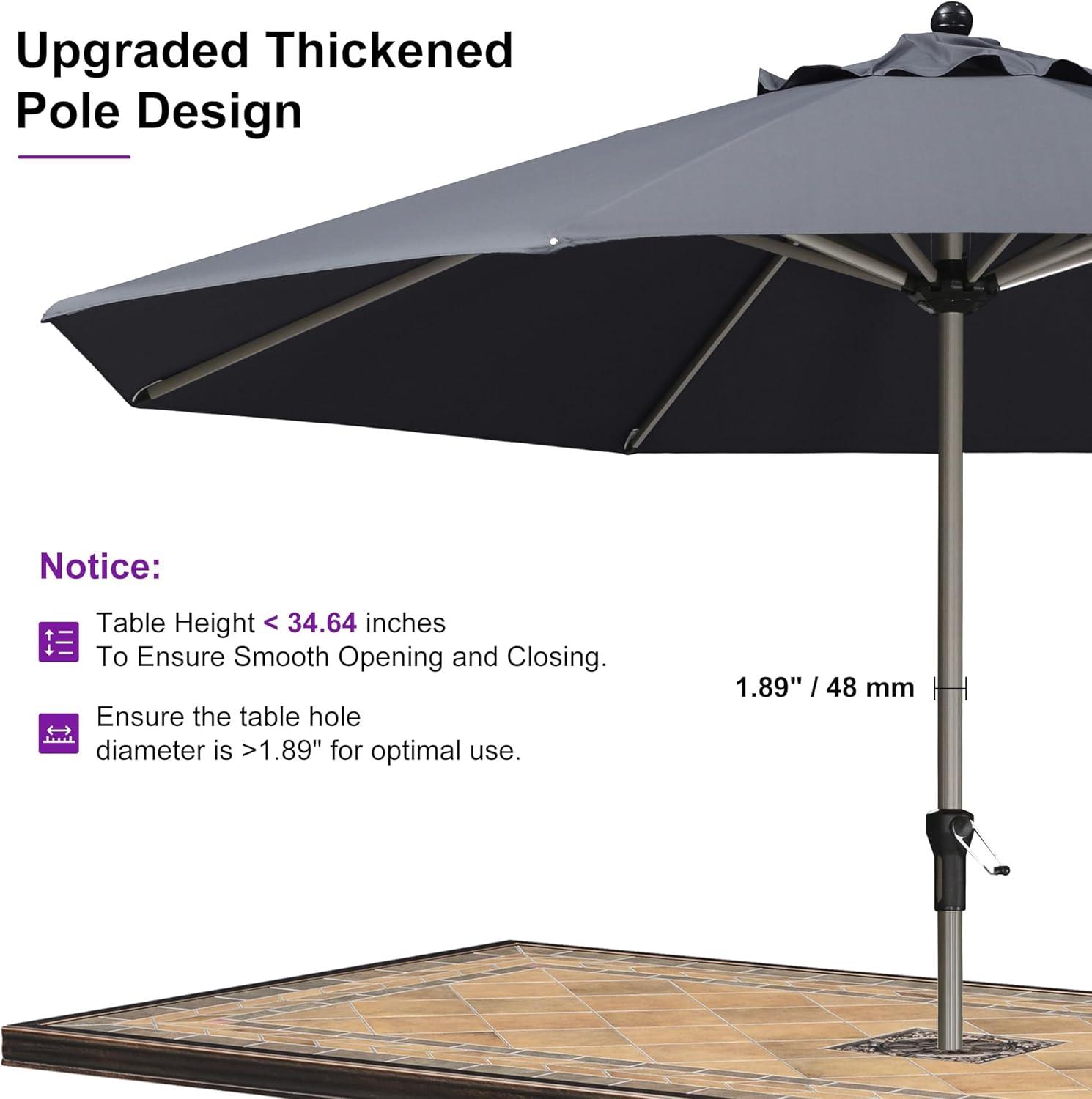 image:imagePURPLE LEAF 6 x 9 Rectangle Outdoor Umbrella for Patio with Tilt Adjustment Patio Table Umbrella for 3 Year Fade Resistant Aluminum Pool Market Umbrella for Deck Garden Patio Poolside or LawnGrey
