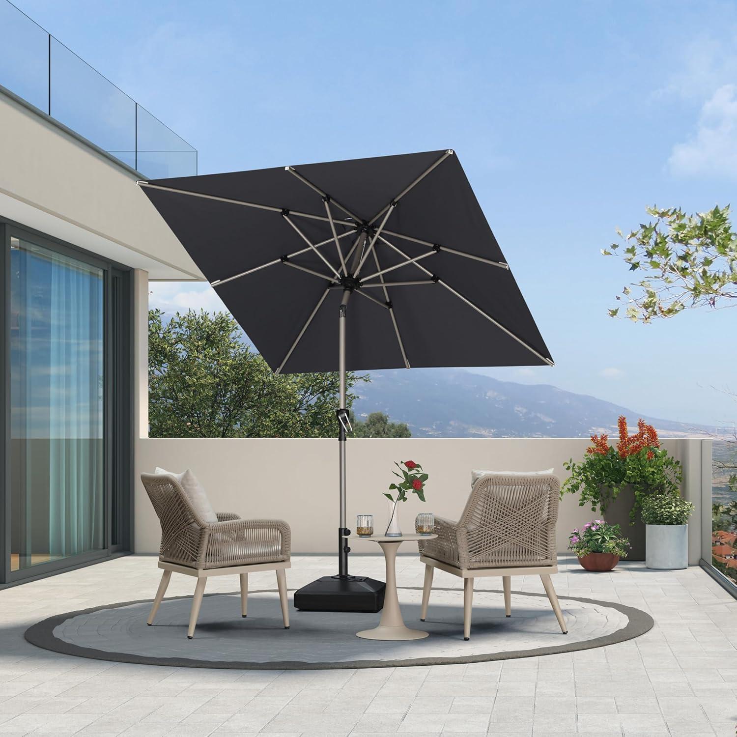image:imagePURPLE LEAF 6 x 9 Rectangle Outdoor Umbrella for Patio with Tilt Adjustment Patio Table Umbrella for 3 Year Fade Resistant Aluminum Pool Market Umbrella for Deck Garden Patio Poolside or LawnGrey