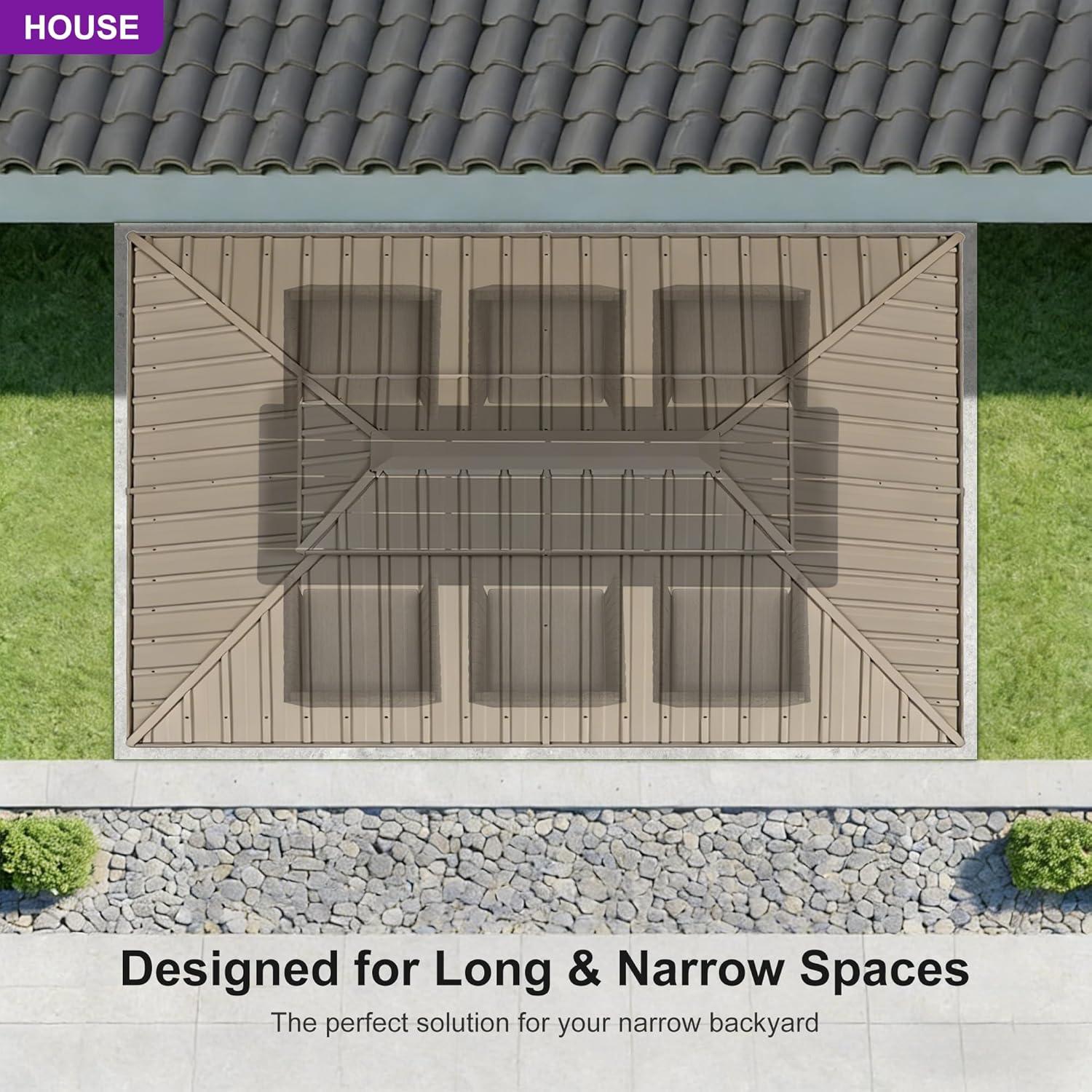 image:imagePURPLE LEAF 8 x 10 Outdoor Hardtop Gazebo Champagne Small Aluminum Gazebo with Galvanized Steel Double Roof Curtains and Netting for Patio Lawn and Garden8 X 12