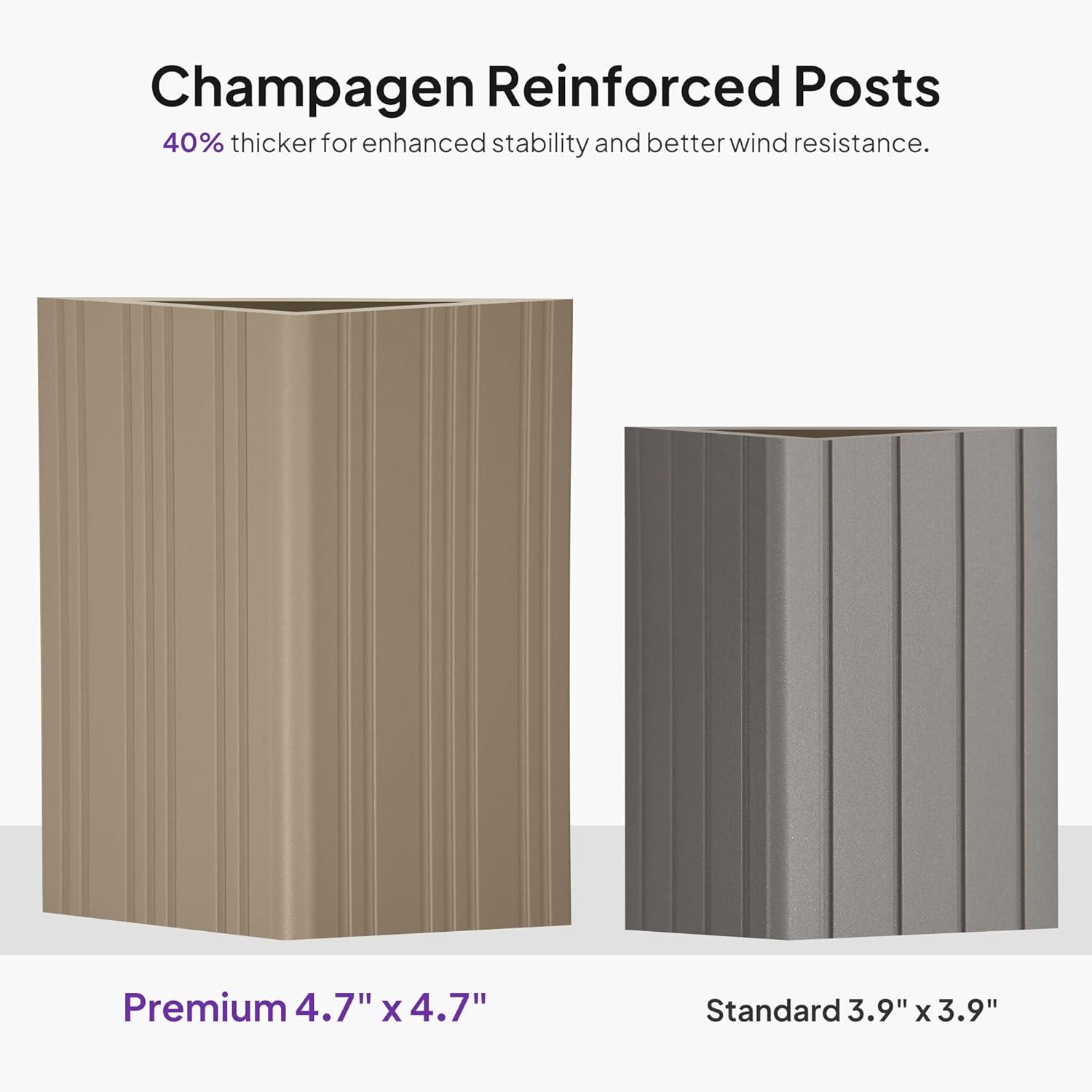 image:imagePURPLE LEAF 8 x 10 Outdoor Hardtop Gazebo Champagne Small Aluminum Gazebo with Galvanized Steel Double Roof Curtains and Netting for Patio Lawn and Garden14 X 20