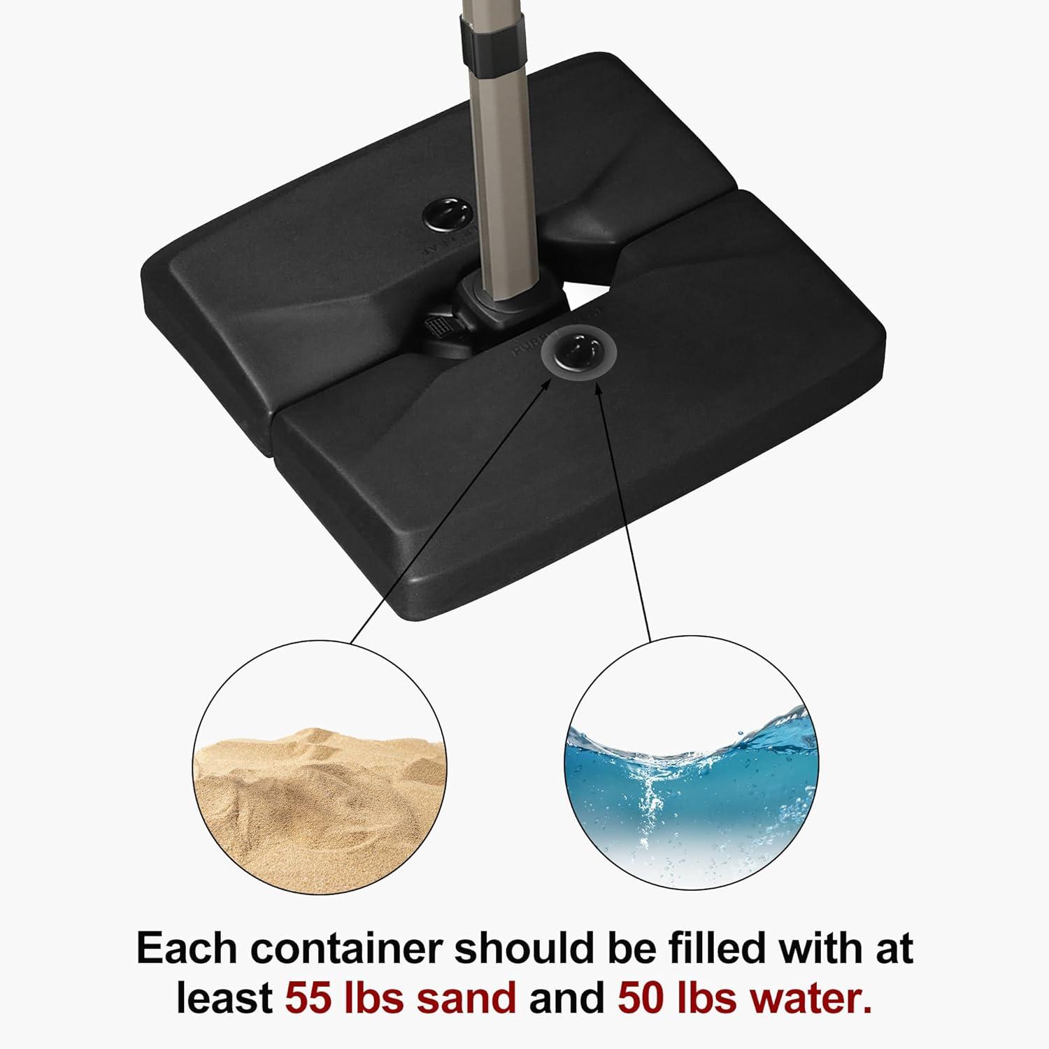 image:imagePURPLE LEAF HLR75 Patio Umbrella Base Stand Heavy Duty Outdoor Umbrella Weighted Base Water amp Sand Filled 326 335326 335