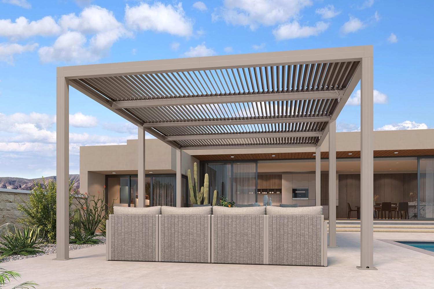 image:imagePURPLE LEAF Louvered Pergola 12 24 Outdoor Hardtop Gazebo Adjustable Aluminum Sun Shade for Deck Garden Backyard Patio Retractable Roof CanopyAluminum