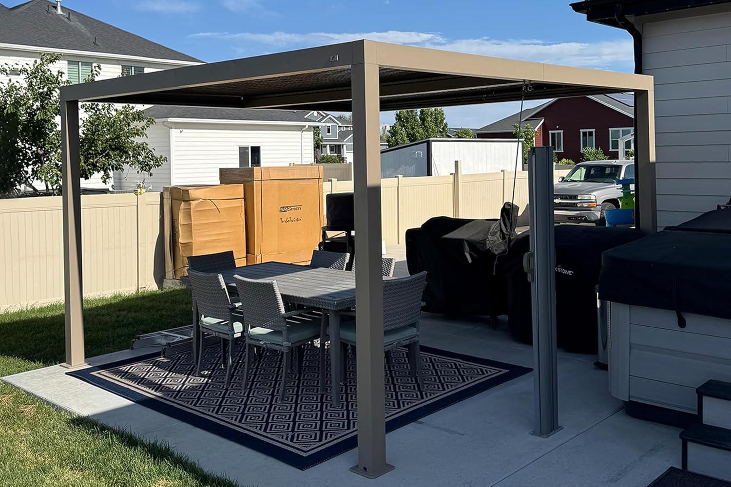 image:imagePURPLE LEAF Louvered Pergola 12 24 Outdoor Hardtop Gazebo Adjustable Aluminum Sun Shade for Deck Garden Backyard Patio Retractable Roof CanopyAluminum