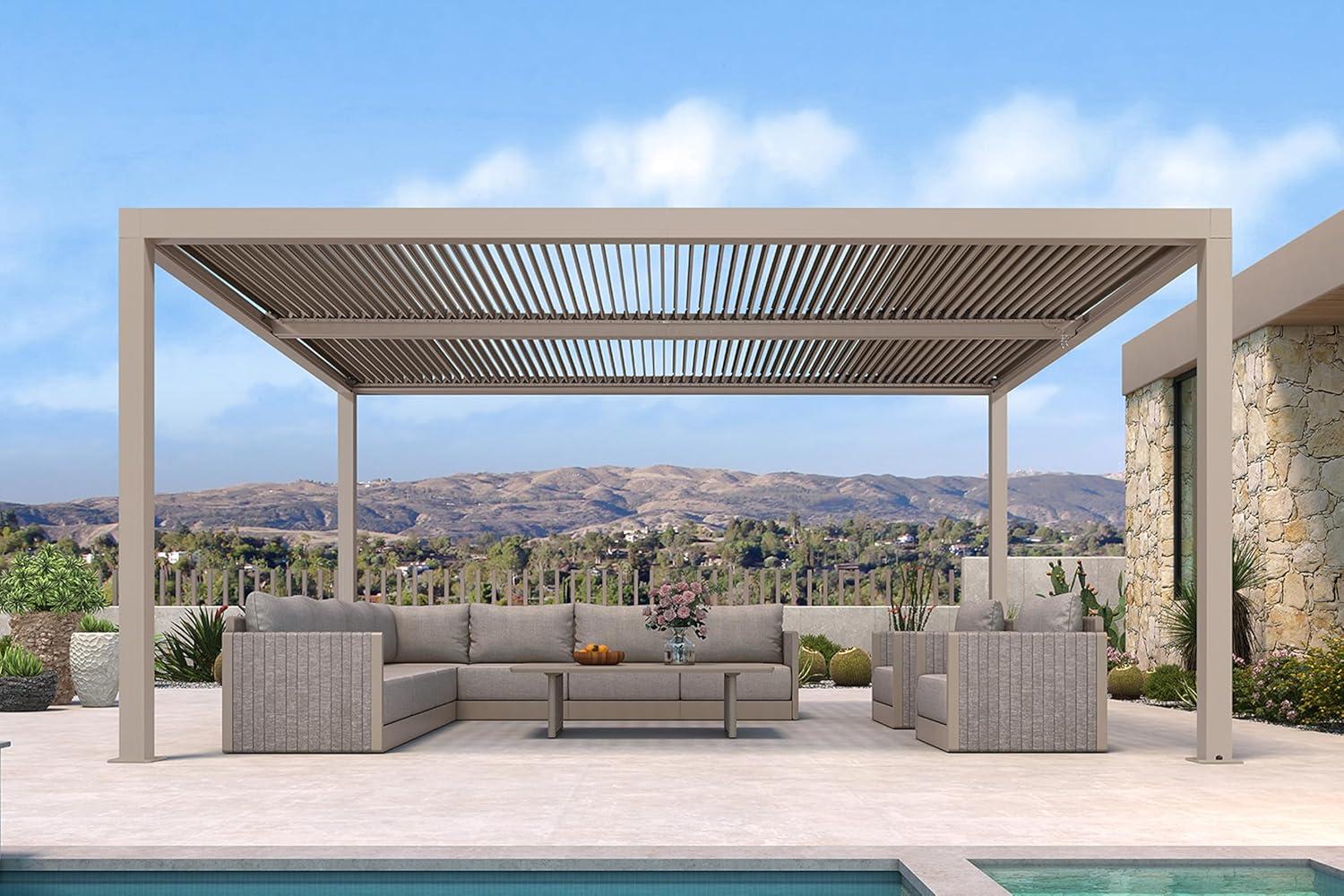 image:imagePURPLE LEAF Louvered Pergola 12 24 Outdoor Hardtop Gazebo Adjustable Aluminum Sun Shade for Deck Garden Backyard Patio Retractable Roof CanopyAluminum