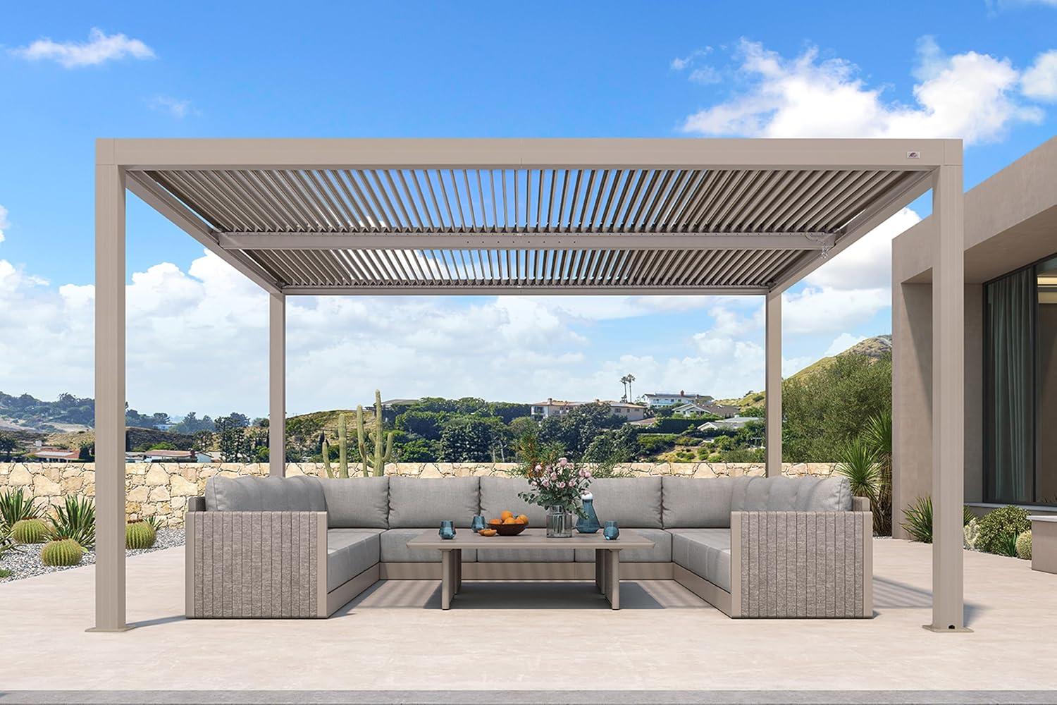 image:imagePURPLE LEAF Louvered Pergola 12 24 Outdoor Hardtop Gazebo Adjustable Aluminum Sun Shade for Deck Garden Backyard Patio Retractable Roof CanopyAluminum