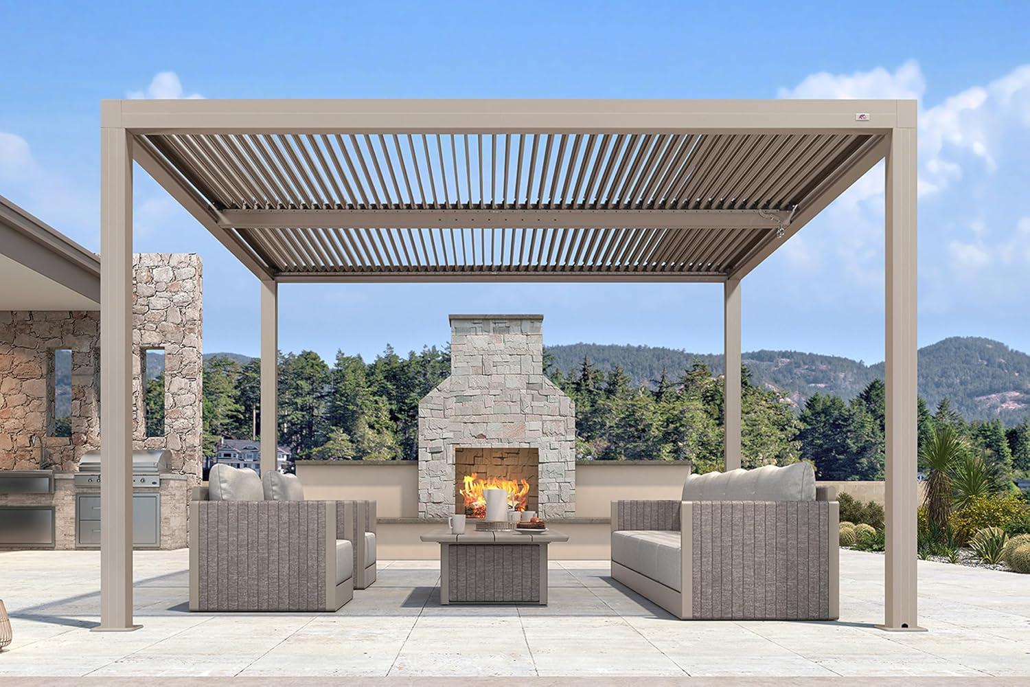 image:imagePURPLE LEAF Louvered Pergola 12 24 Outdoor Hardtop Gazebo Adjustable Aluminum Sun Shade for Deck Garden Backyard Patio Retractable Roof CanopyAluminum