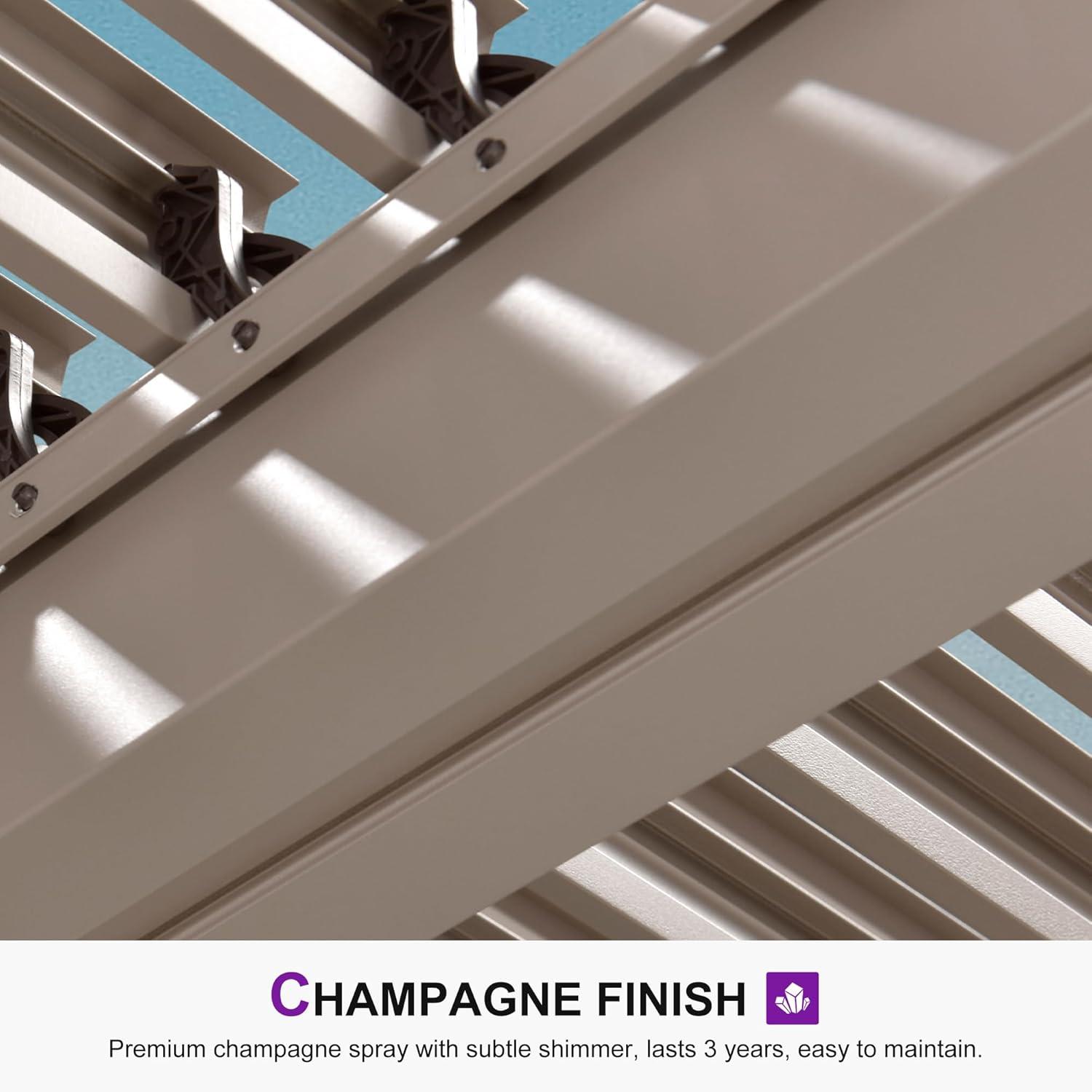 image:imagePURPLE LEAF Louvered Pergola 12 24 Outdoor Hardtop Gazebo Adjustable Aluminum Sun Shade for Deck Garden Backyard Patio Retractable Roof CanopyAluminum with Lights