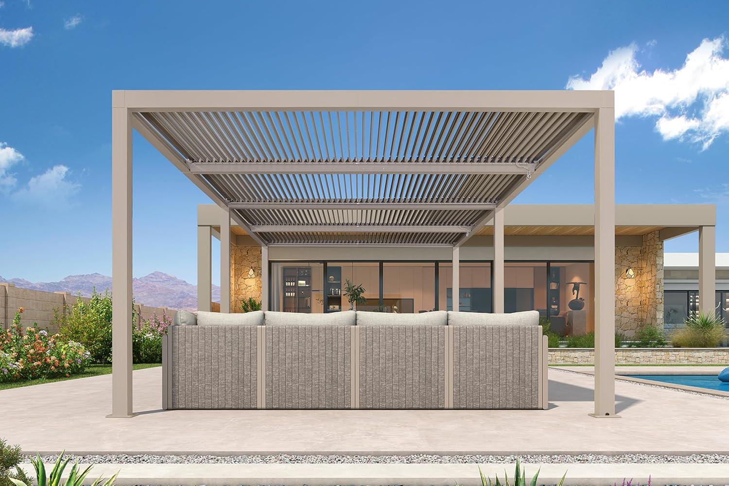 image:imagePURPLE LEAF Louvered Pergola 12 24 Outdoor Hardtop Gazebo Adjustable Aluminum Sun Shade for Deck Garden Backyard Patio Retractable Roof CanopyAluminum