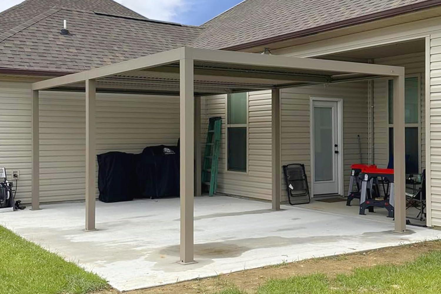 image:imagePURPLE LEAF Louvered Pergola 12 24 Outdoor Hardtop Gazebo Adjustable Aluminum Sun Shade for Deck Garden Backyard Patio Retractable Roof CanopyAluminum