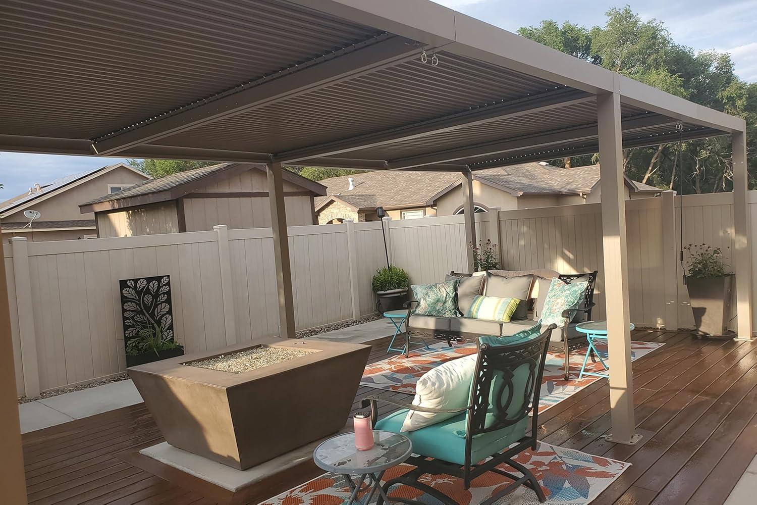image:imagePURPLE LEAF Louvered Pergola 12 24 Outdoor Hardtop Gazebo Adjustable Aluminum Sun Shade for Deck Garden Backyard Patio Retractable Roof CanopyAluminum