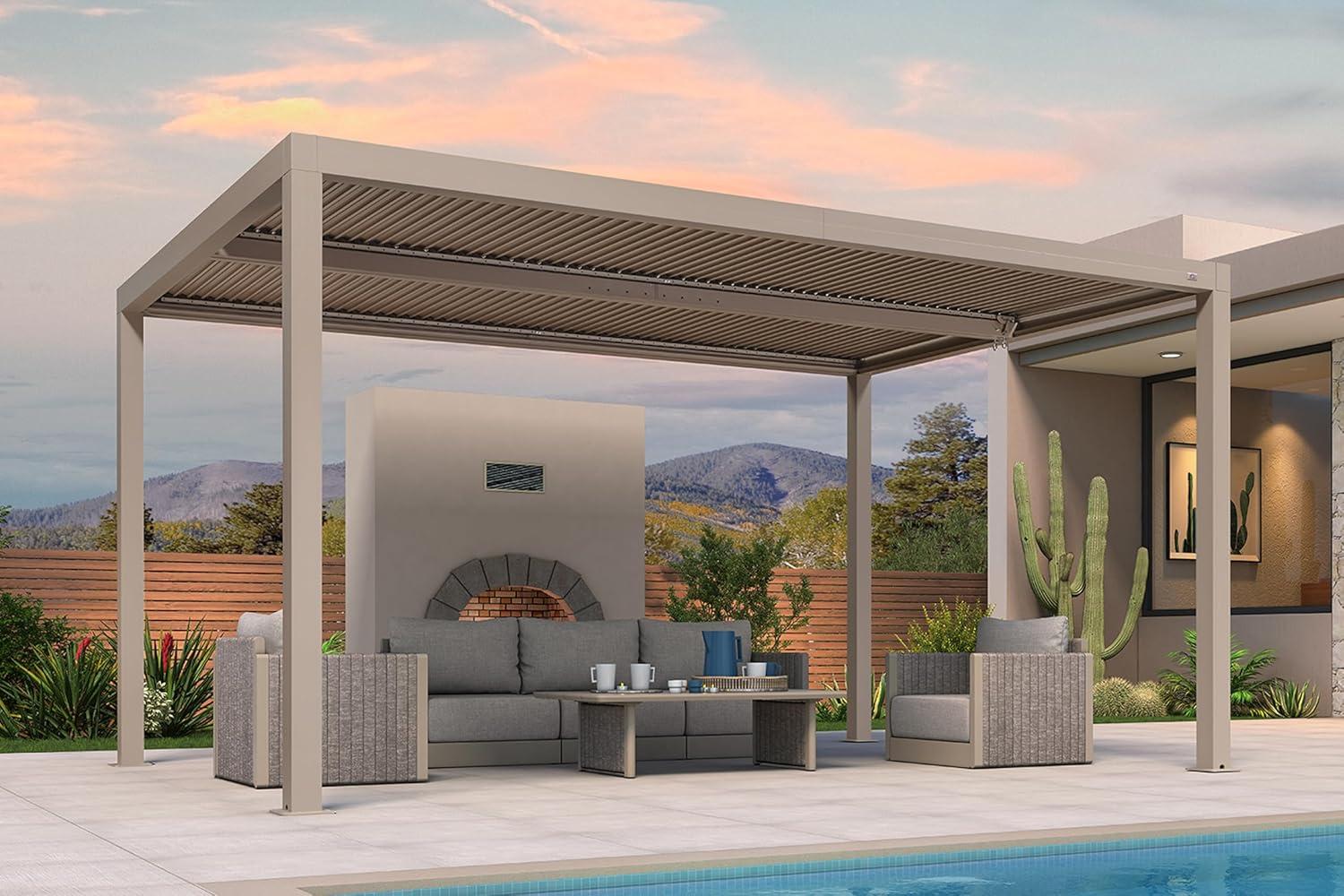 image:imagePURPLE LEAF Louvered Pergola 12 24 Outdoor Hardtop Gazebo Adjustable Aluminum Sun Shade for Deck Garden Backyard Patio Retractable Roof CanopyAluminum
