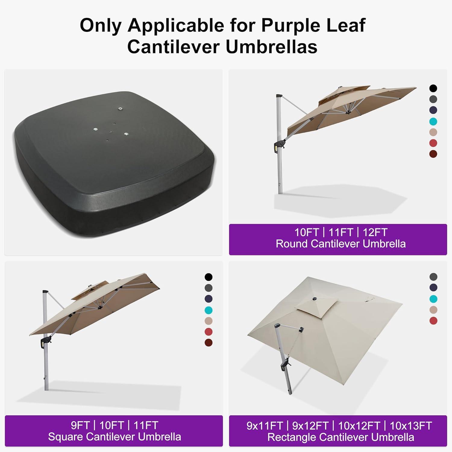 image:imagePURPLE LEAF Offset Patio Umbrella Base with Wheels SandWater Filled Square 354 X 354 X 79