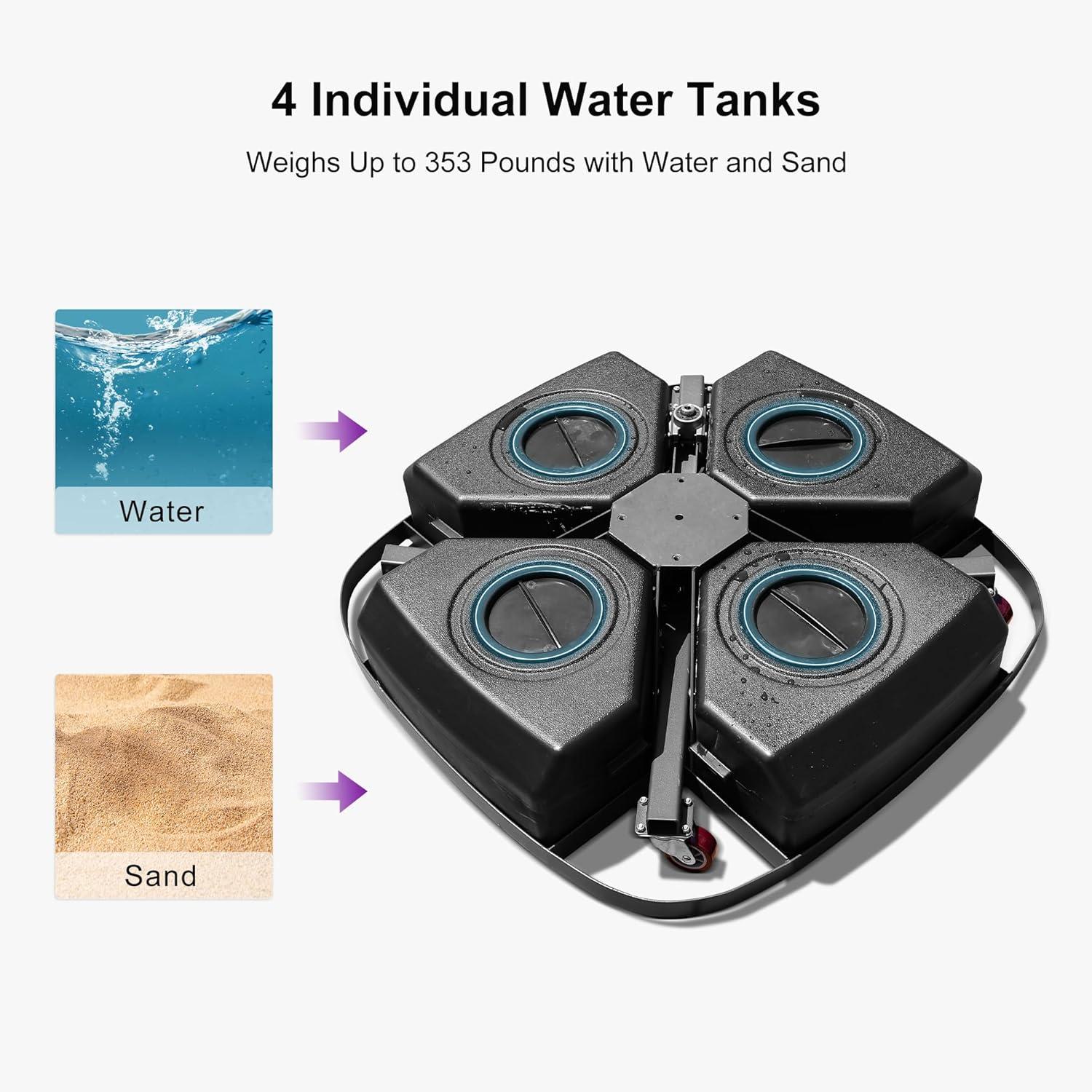 image:imagePURPLE LEAF Offset Patio Umbrella Base with Wheels SandWater Filled Square 354 X 354 X 79