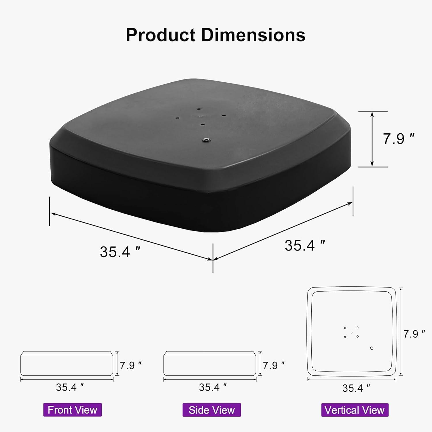 image:imagePURPLE LEAF Offset Patio Umbrella Base with Wheels SandWater Filled Square 354 X 354 X 79