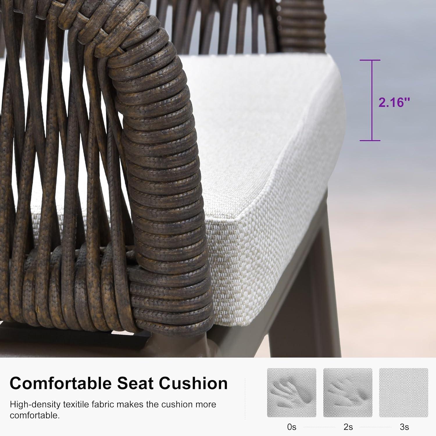 image:imagePURPLE LEAF Outdoor 29 Bar Stools Set of 2 Boho Patio Bar Height Chair with Cushion and Back for Outdoor and Indoor Garden Patio TeakCoffee