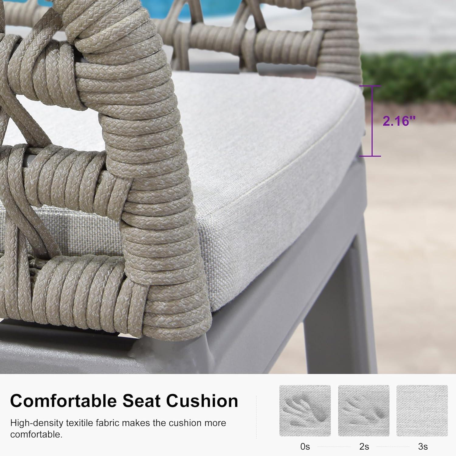 image:imagePURPLE LEAF Outdoor 29 Bar Stools Set of 2 Boho Patio Bar Height Chair with Cushion and Back for Outdoor and Indoor Garden Patio TeakLight Grey