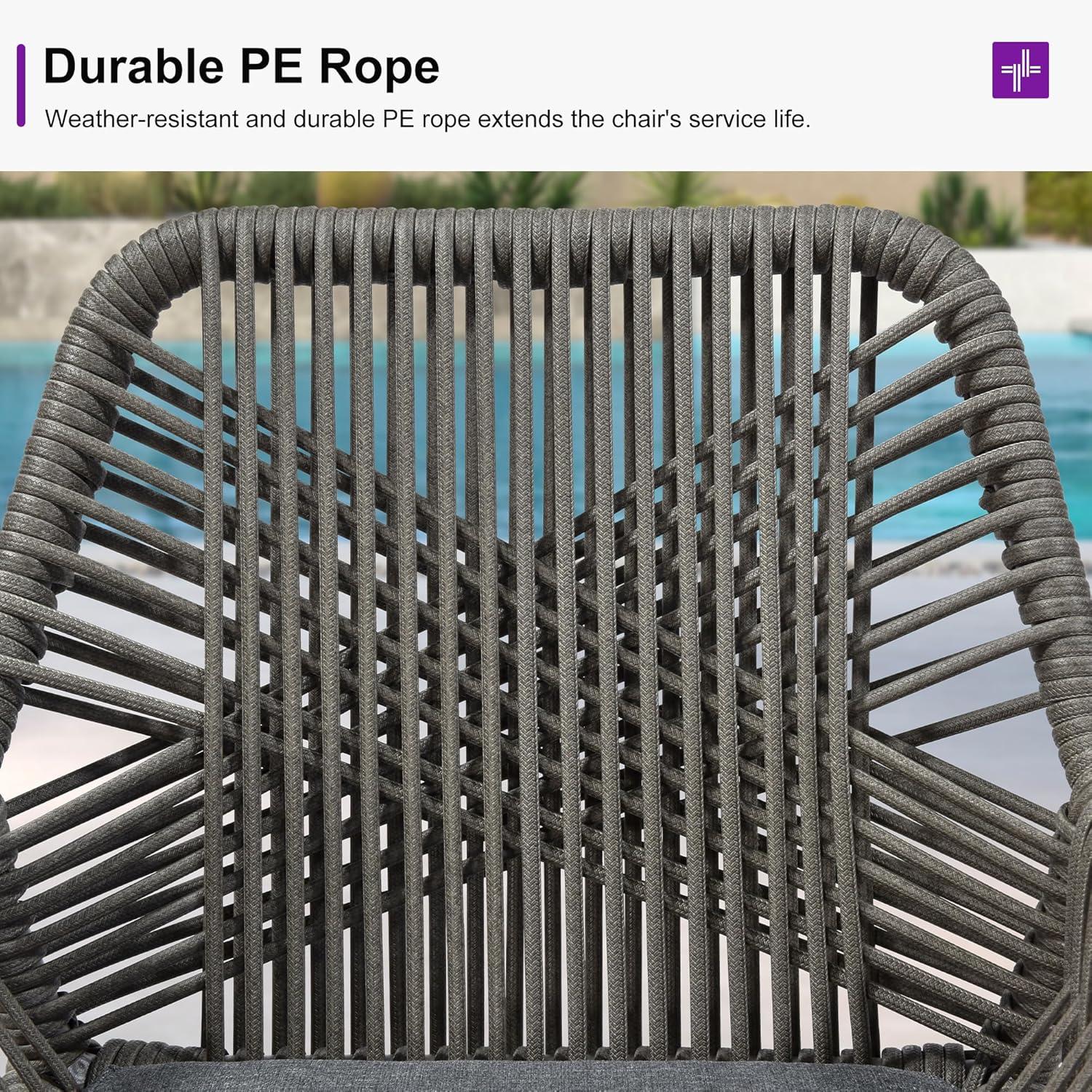 image:imagePURPLE LEAF Outdoor 29 Bar Stools Set of 2 Boho Patio Bar Height Chair with Cushion and Back for Outdoor and Indoor Garden Patio TeakSmoke Grey