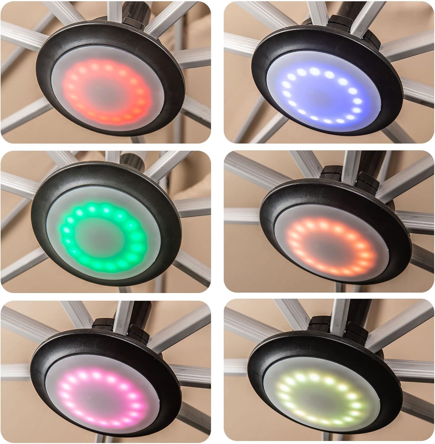 image:imagePURPLE LEAF Patio Umbrella Light with Remote Control 12 Color Brightness for Patio Umbrellas Camping Tents or Outdoor Use Black