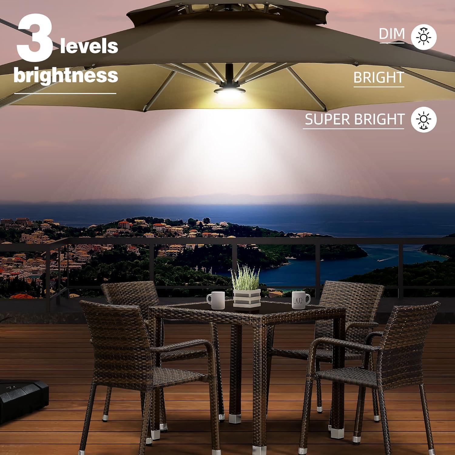 image:imagePURPLE LEAF Patio Umbrella Light with Remote Control 12 Color Brightness for Patio Umbrellas Camping Tents or Outdoor Use Black