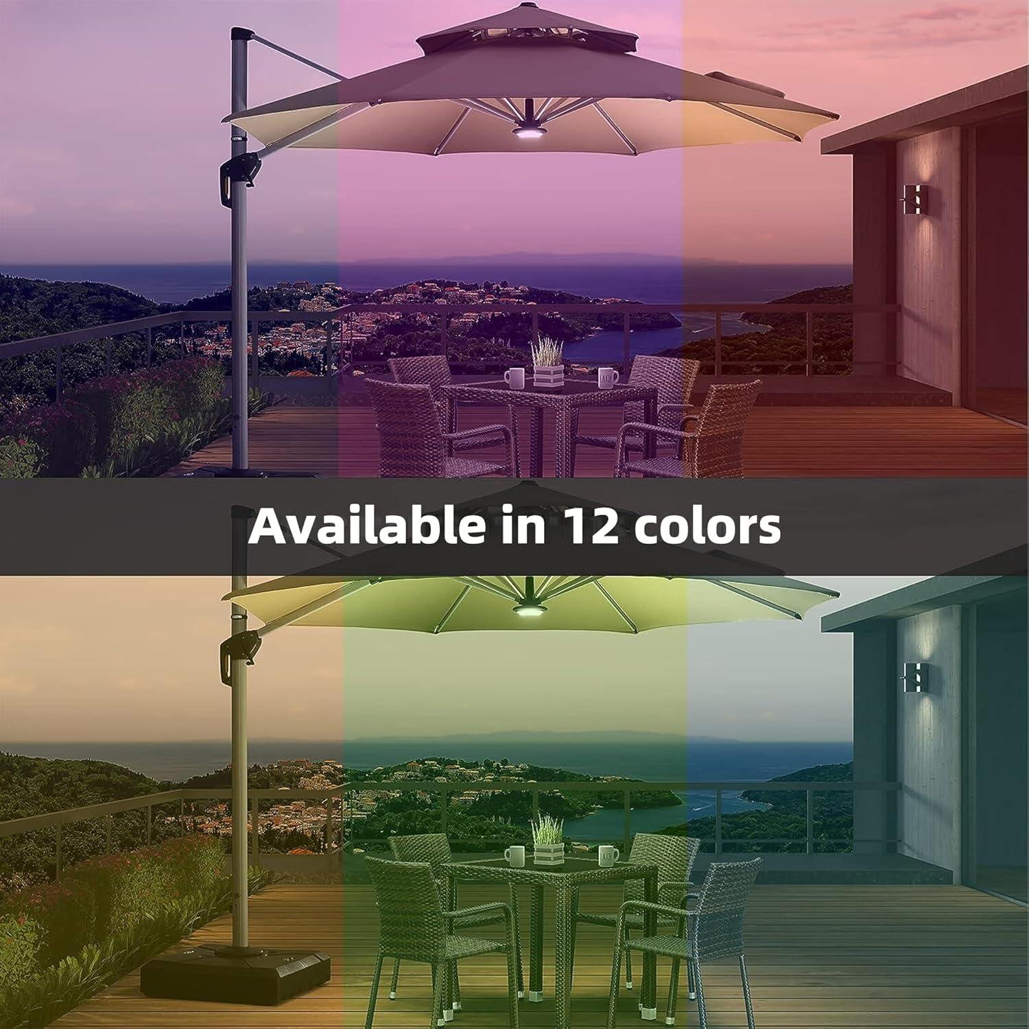 image:imagePURPLE LEAF Patio Umbrella Light with Remote Control 12 Color Brightness for Patio Umbrellas Camping Tents or Outdoor Use Black