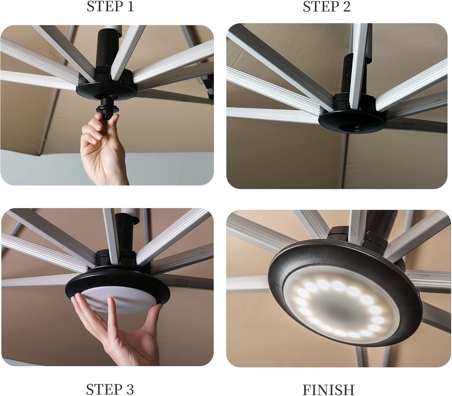 image:imagePURPLE LEAF Patio Umbrella Light with Remote Control 12 Color Brightness for Patio Umbrellas Camping Tents or Outdoor Use Black