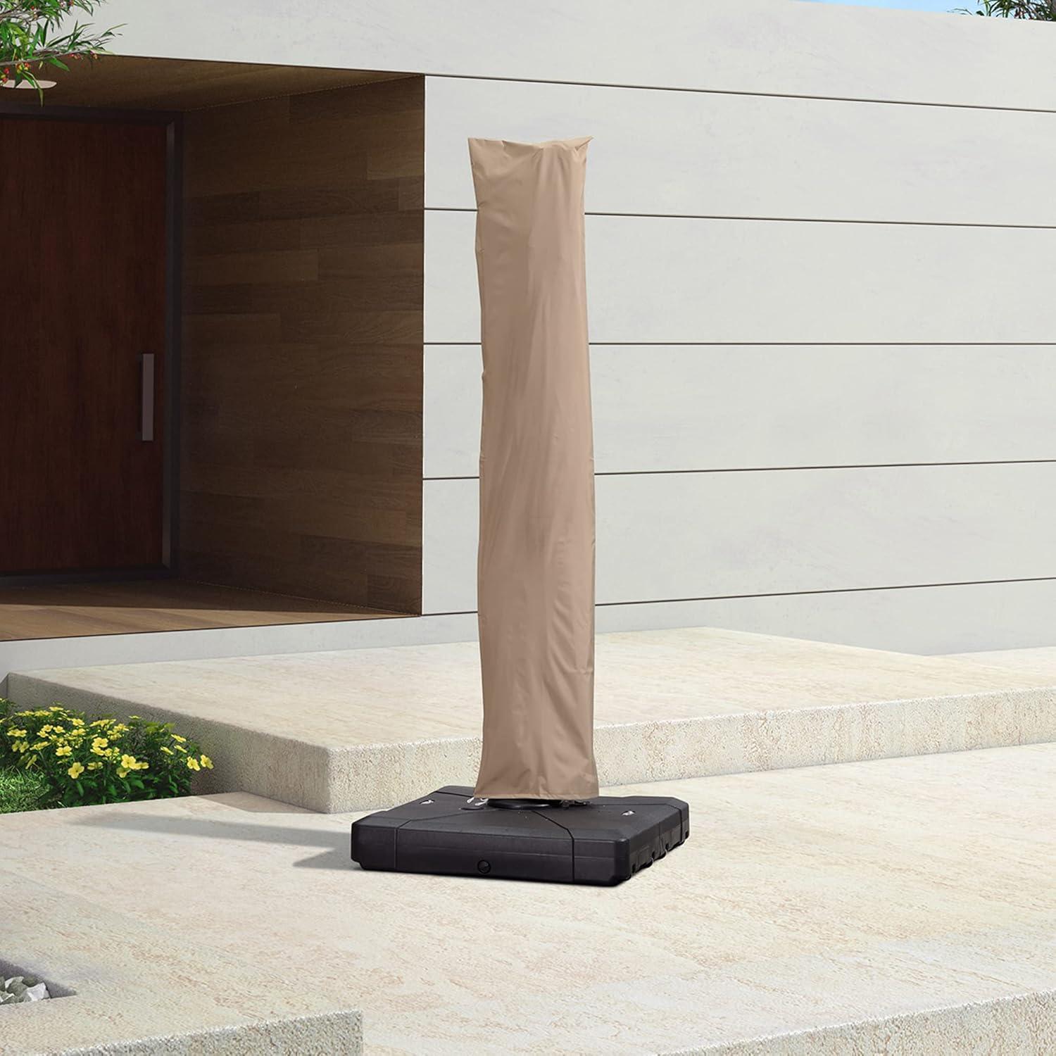 image:imagePURPLE LEAF Patio Umbrella Parasol Cover UV Resistant Outdoor Offset Cantilever Umbrella Cover with Zipper and Rod Navy BlueBeige